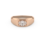 Oval Cut 0.5 Carat Moissanite Men's Wedding Band – Solitaire Setting in Gold 13