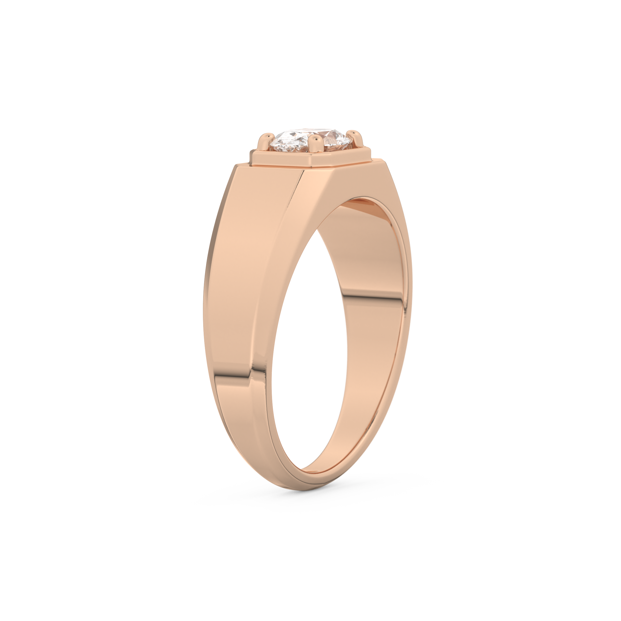 Oval Cut 0.5 Carat Moissanite Men's Wedding Band – Solitaire Setting in Gold 16