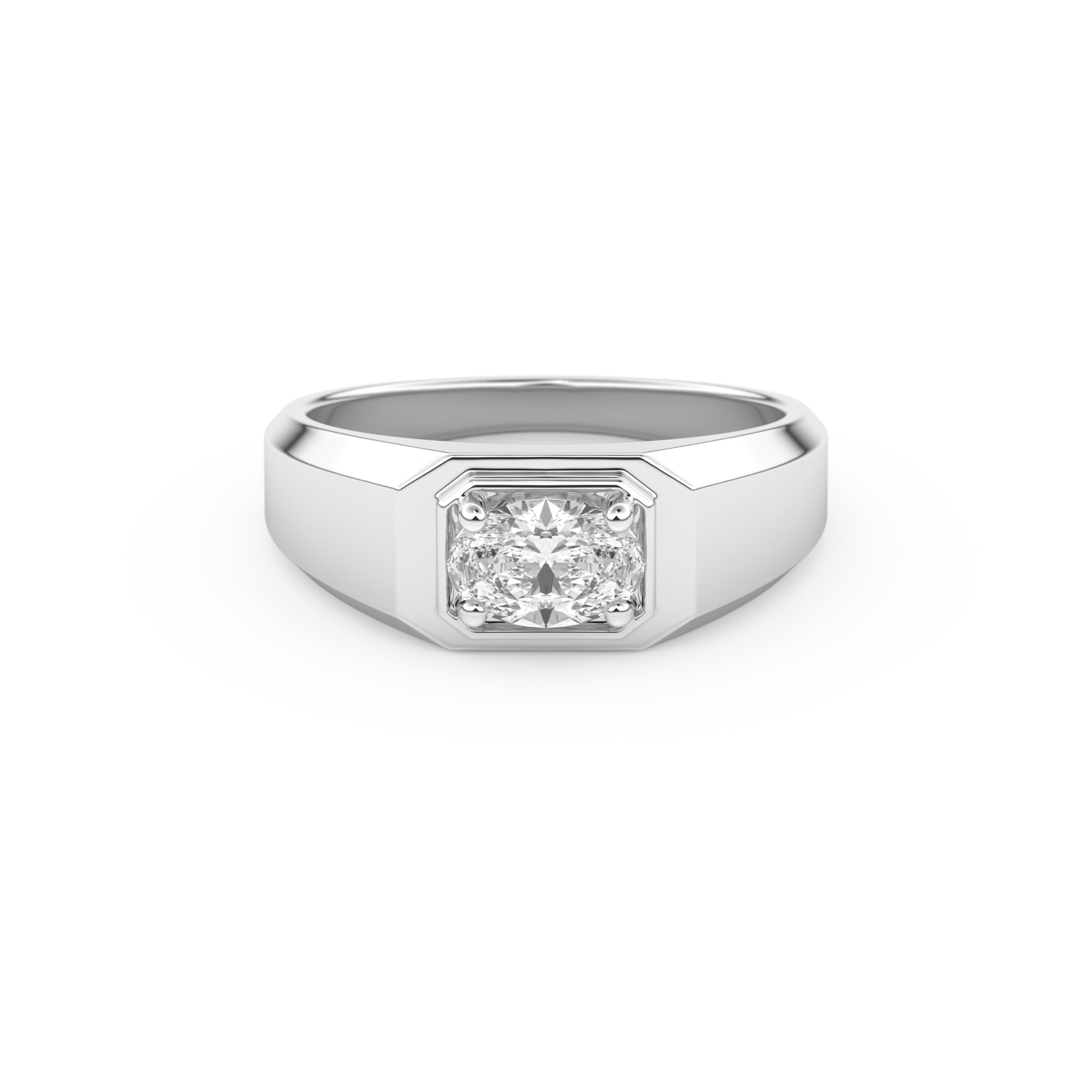 Oval Cut 0.5 Carat Moissanite Men's Wedding Band – Solitaire Setting in Gold 1