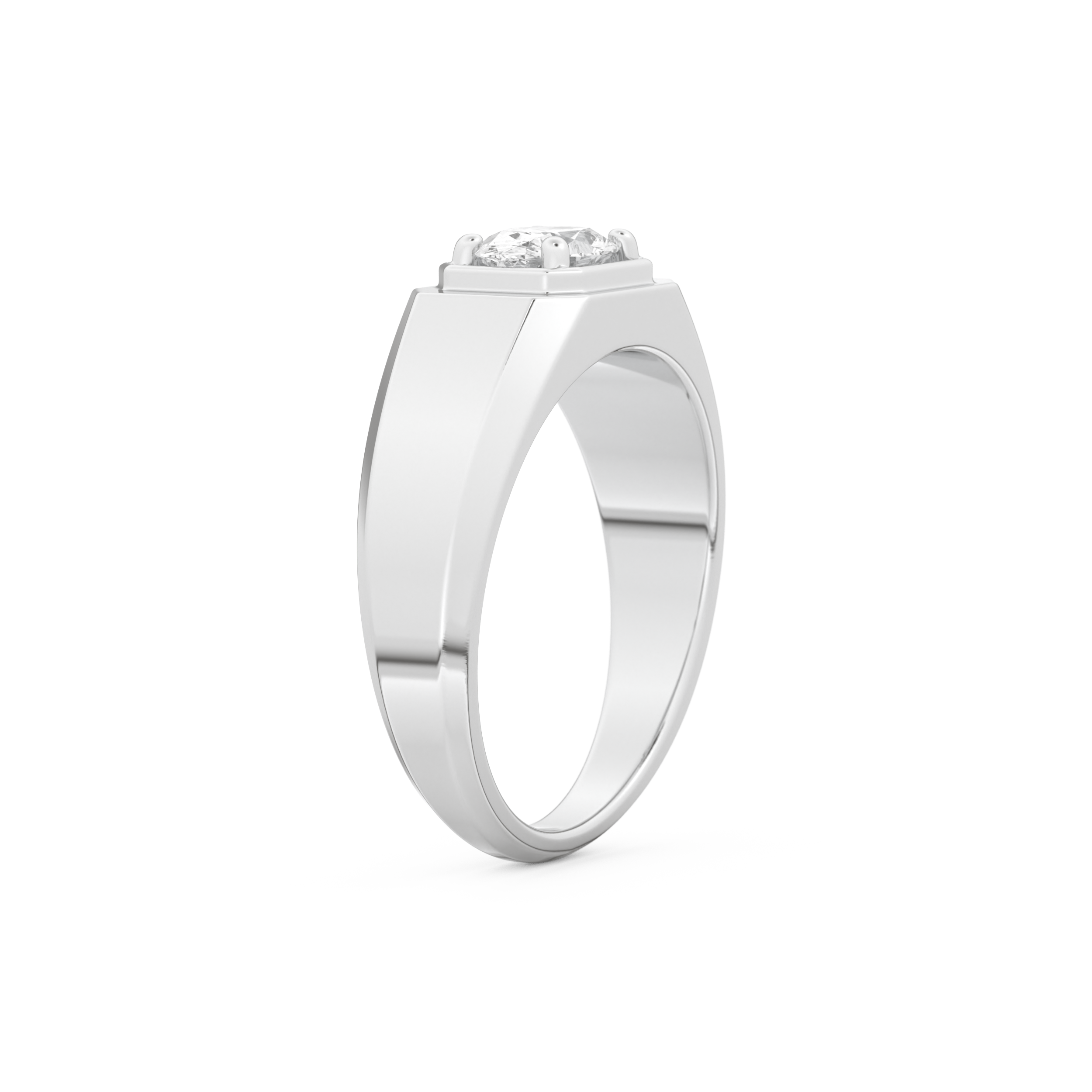 Oval Cut 0.5 Carat Moissanite Men's Wedding Band – Solitaire Setting in Gold 3