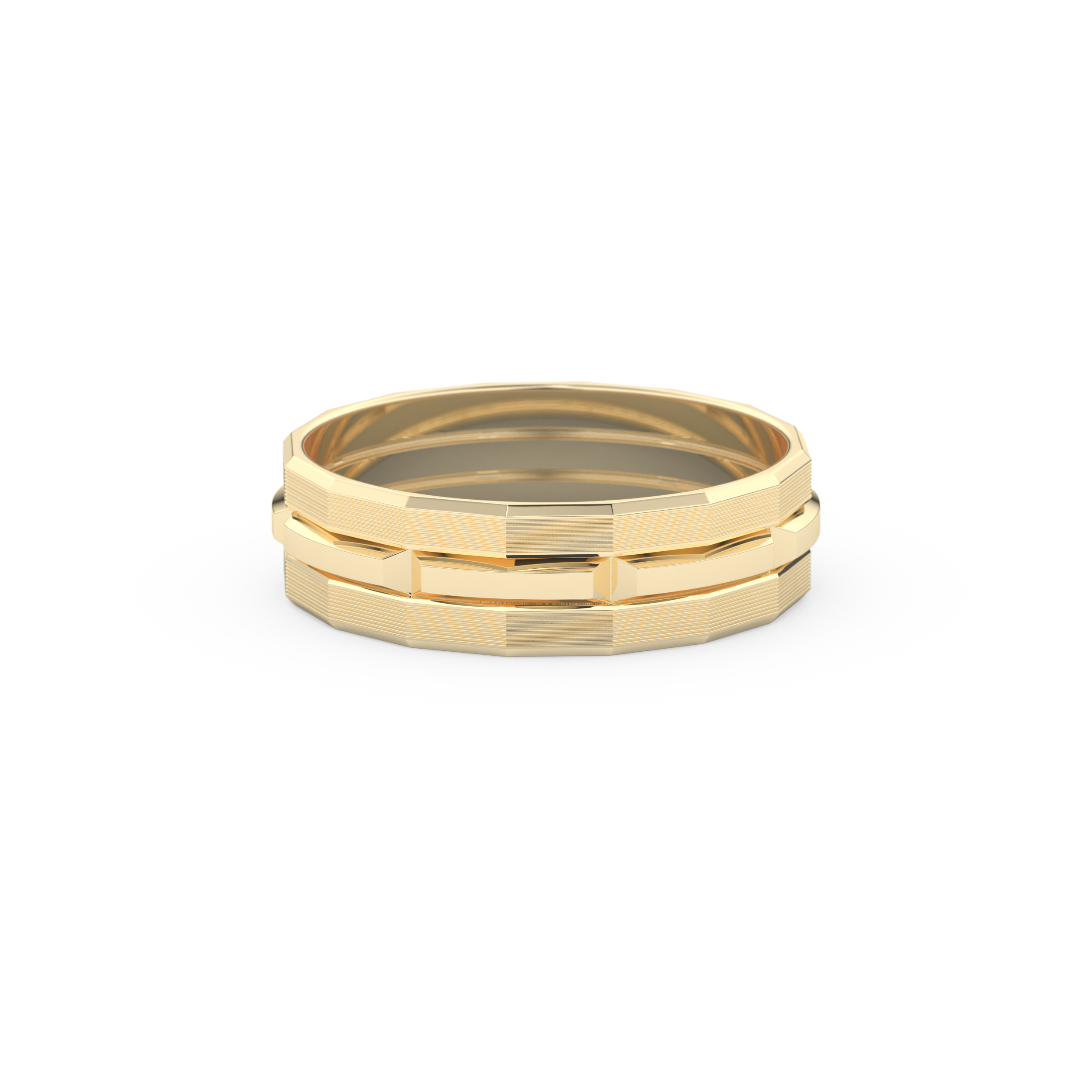 Triple Band Wedding Band Moissanite – Yellow, White, or Rose Gold