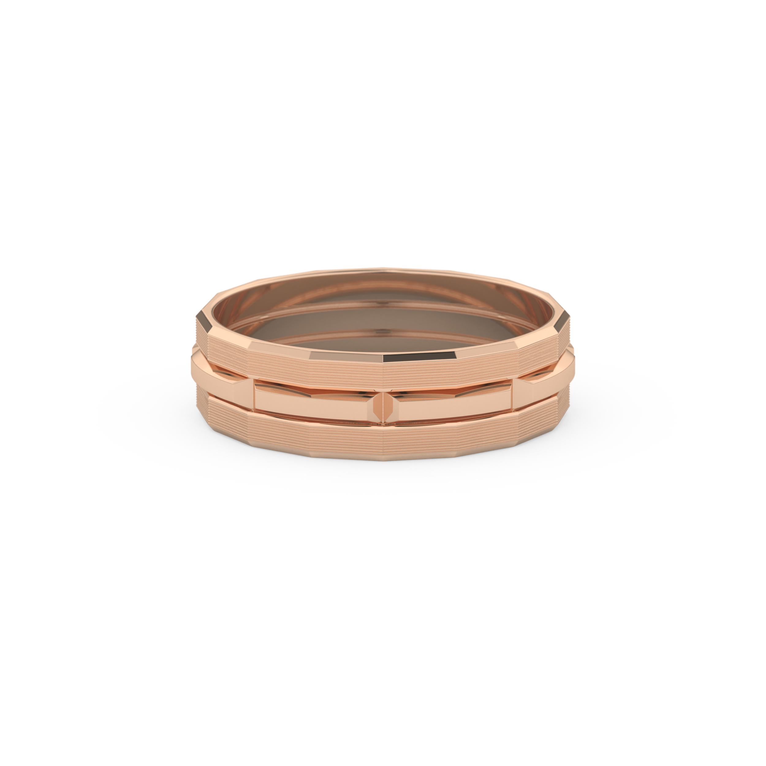 Triple Band Wedding Band Moissanite – Yellow, White, or Rose Gold