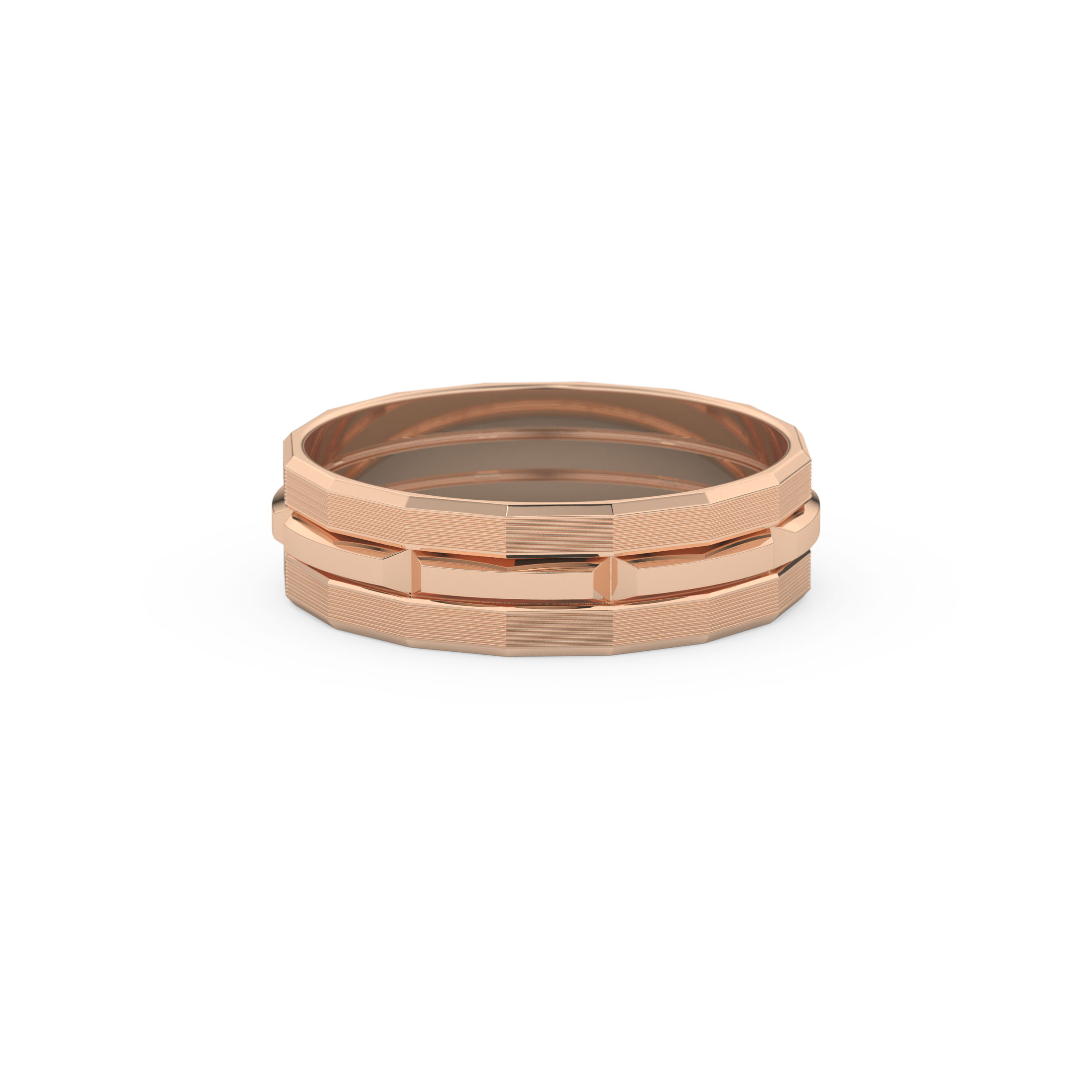 Triple Band Wedding Band Moissanite – Yellow, White, or Rose Gold
