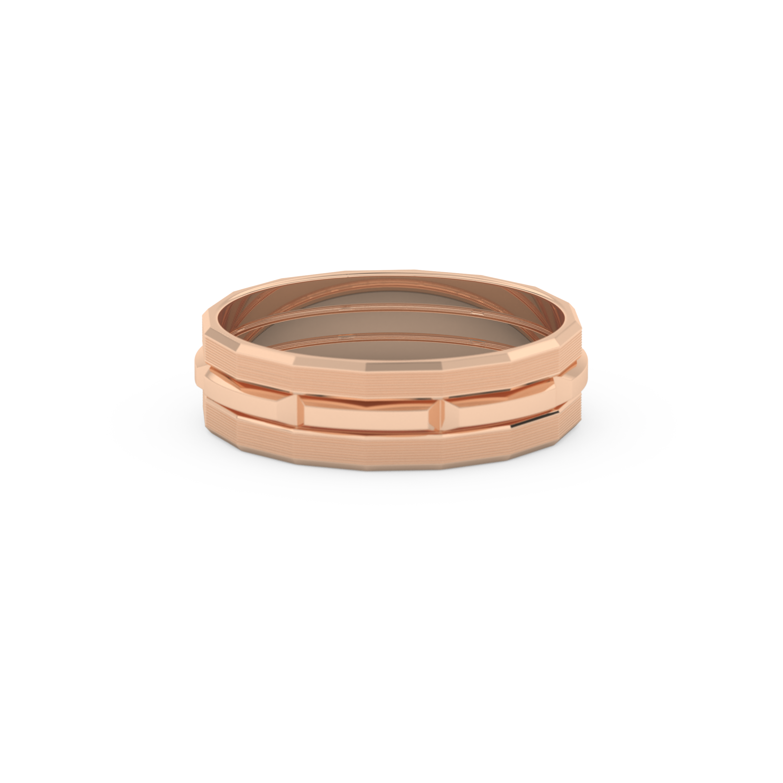 Triple Band Wedding Band Moissanite – Yellow, White, or Rose Gold