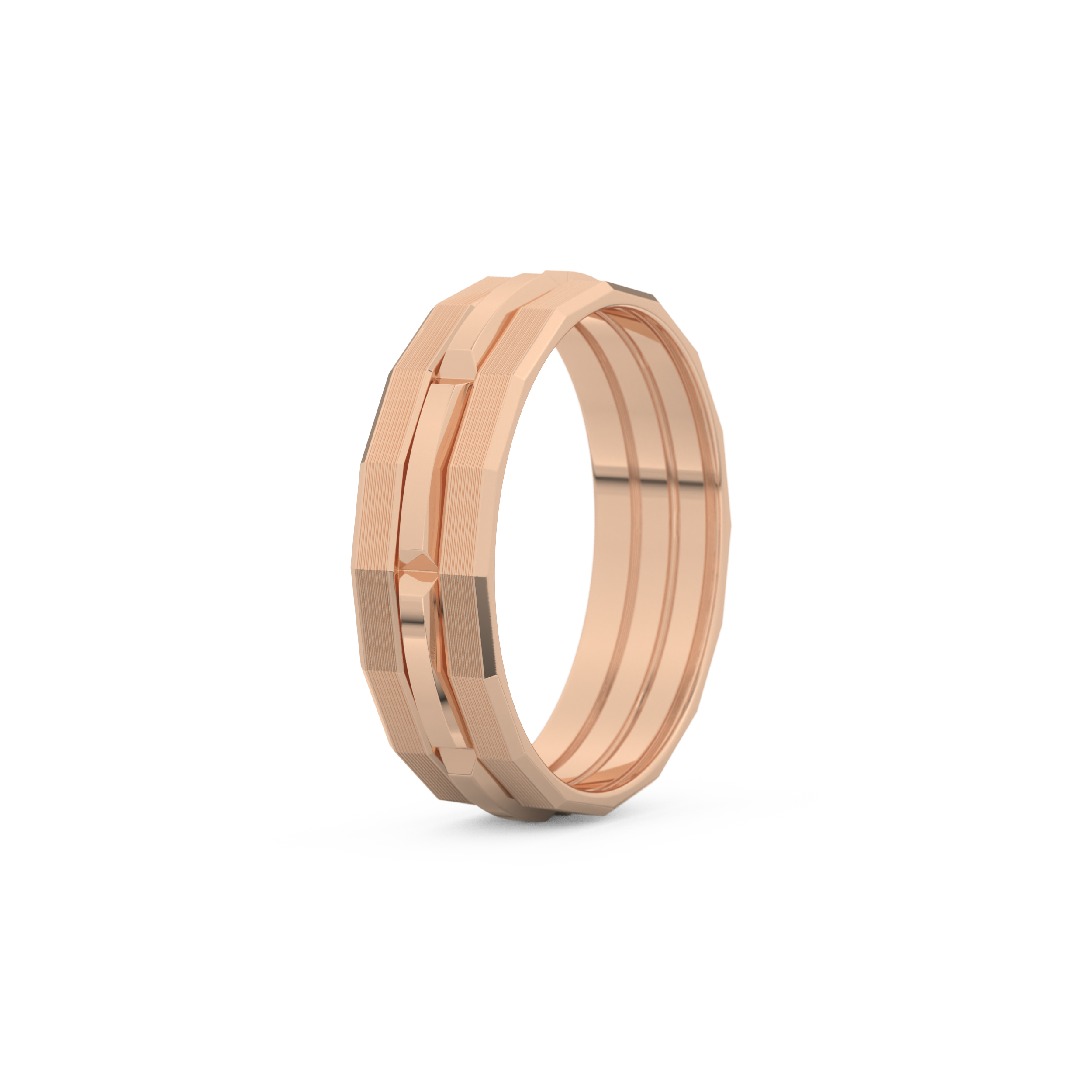 Triple Band Wedding Band Moissanite – Yellow, White, or Rose Gold