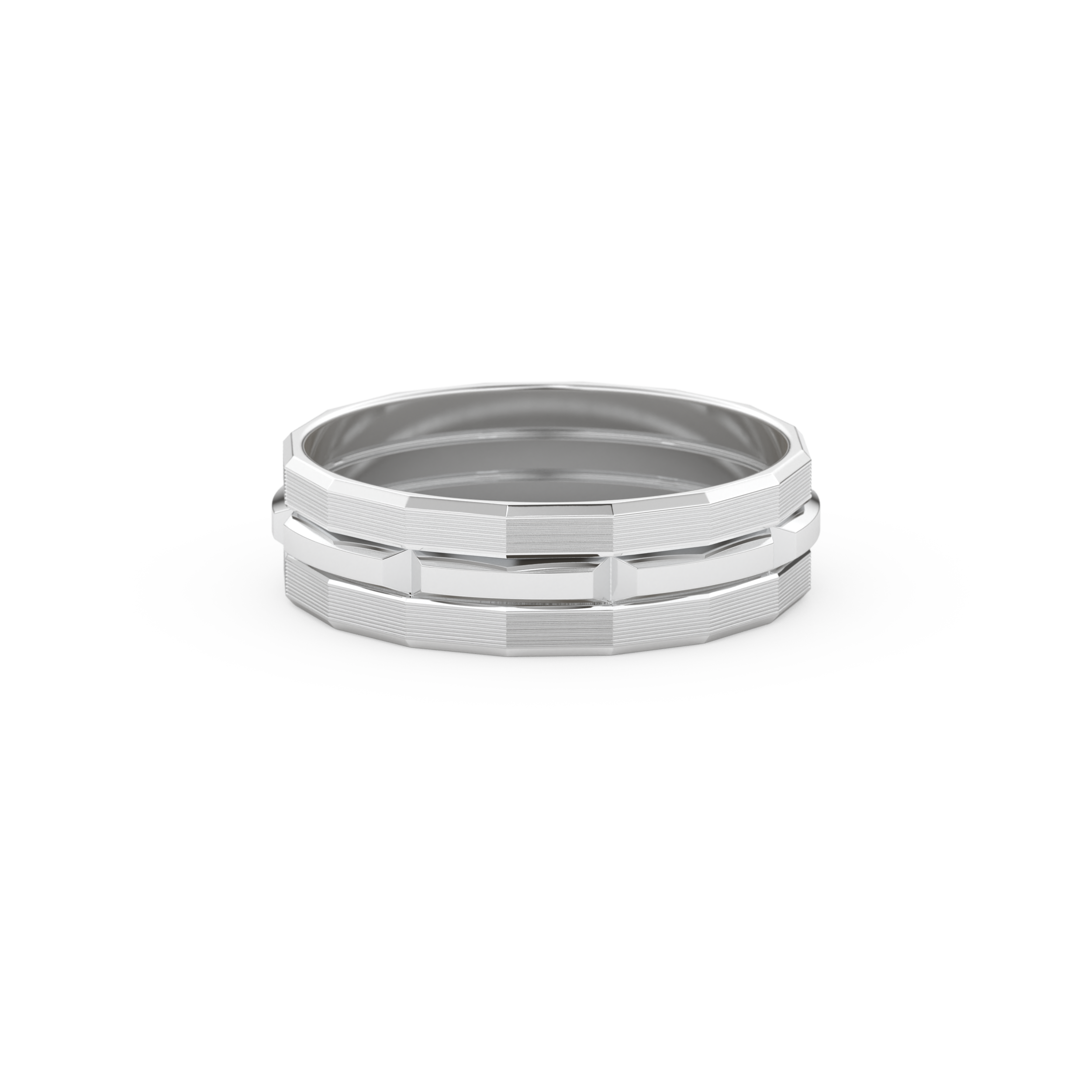 Triple Band Wedding Band Moissanite – Yellow, White, or Rose Gold