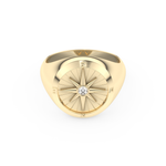 Compass Ring Setting Wedding Band with 0.04 TCW Round Cut Moissanite – Yellow, White, or Rose Gold