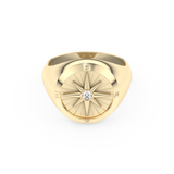 Compass Ring Setting Wedding Band with 0.04 TCW Round Cut Moissanite – Yellow, White, or Rose Gold