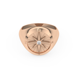 Compass Ring Setting Wedding Band with 0.04 TCW Round Cut Moissanite – Yellow, White, or Rose Gold