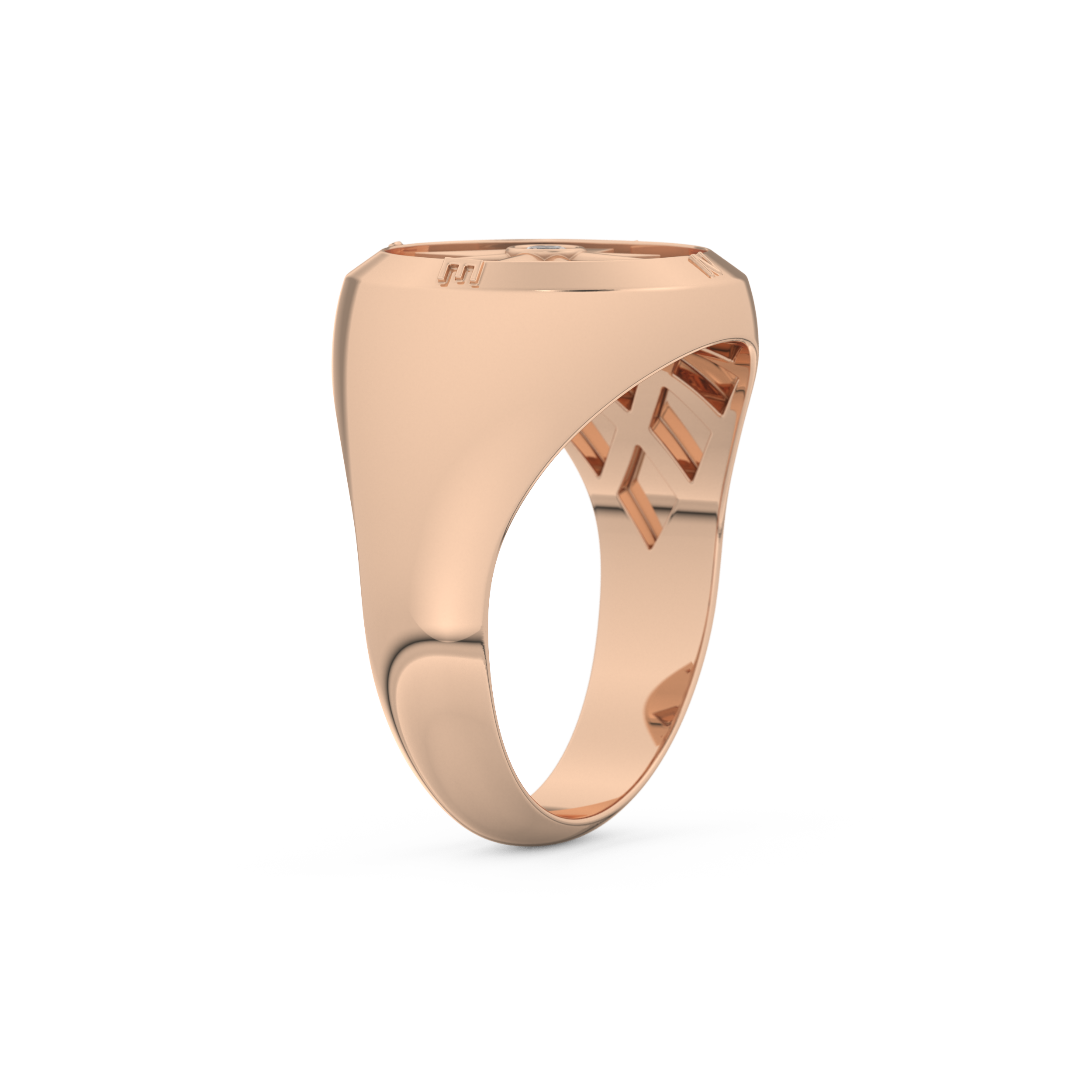 Compass Ring Setting Wedding Band with 0.04 TCW Round Cut Moissanite – Yellow, White, or Rose Gold