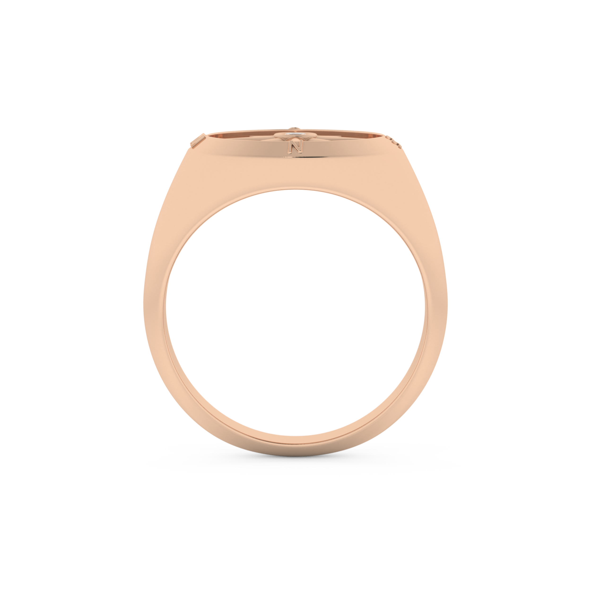 Compass Ring Setting Wedding Band with 0.04 TCW Round Cut Moissanite – Yellow, White, or Rose Gold