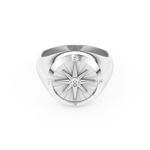 Compass Ring Setting Wedding Band with 0.04 TCW Round Cut Moissanite – Yellow, White, or Rose Gold