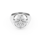 Compass Ring Setting Wedding Band with 0.04 TCW Round Cut Moissanite – Yellow, White, or Rose Gold