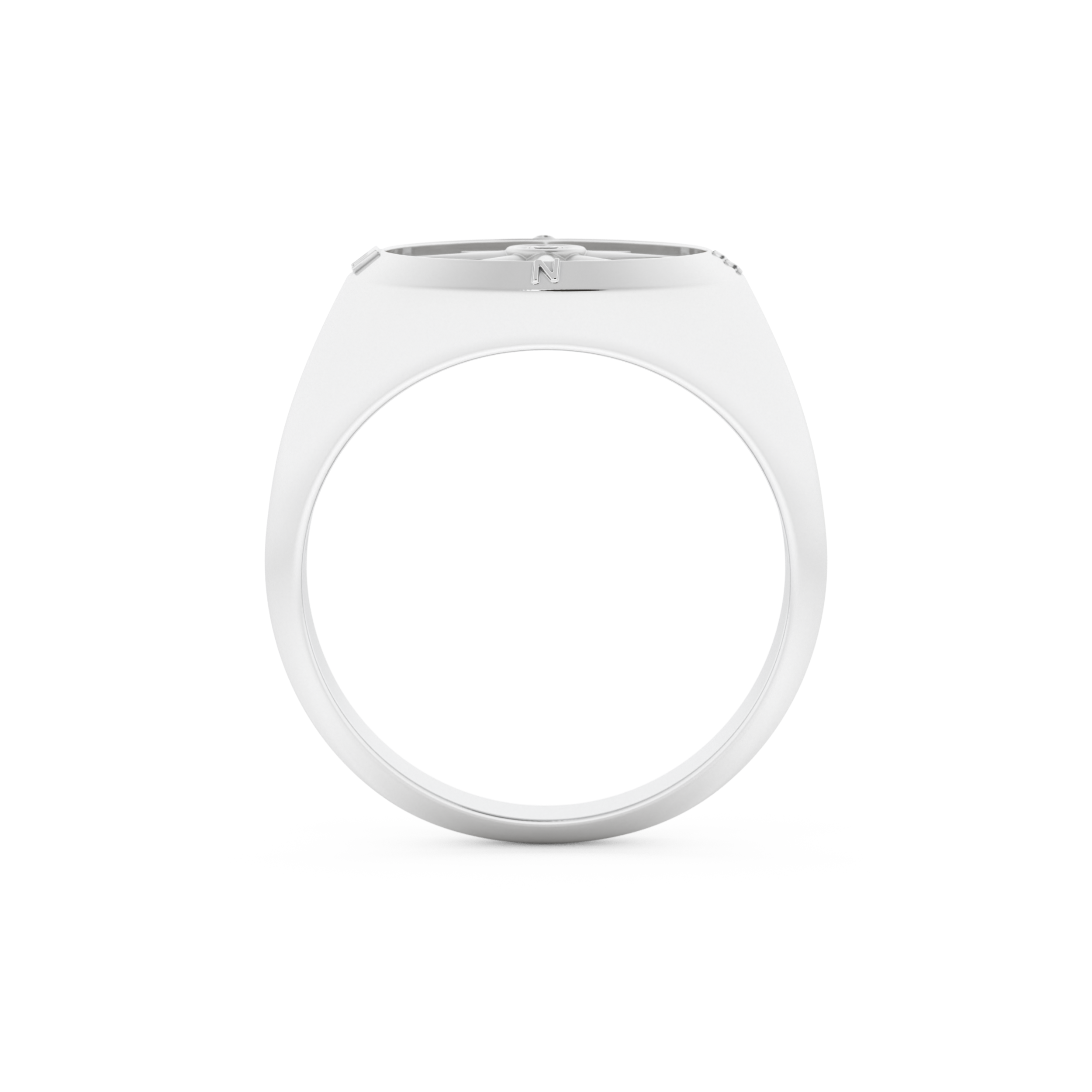 Compass Ring Setting Wedding Band with 0.04 TCW Round Cut Moissanite – Yellow, White, or Rose Gold