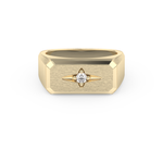 Signet Setting Wedding Band with 0.06 TCW Round Cut Moissanite – Yellow, White, or Rose Gold