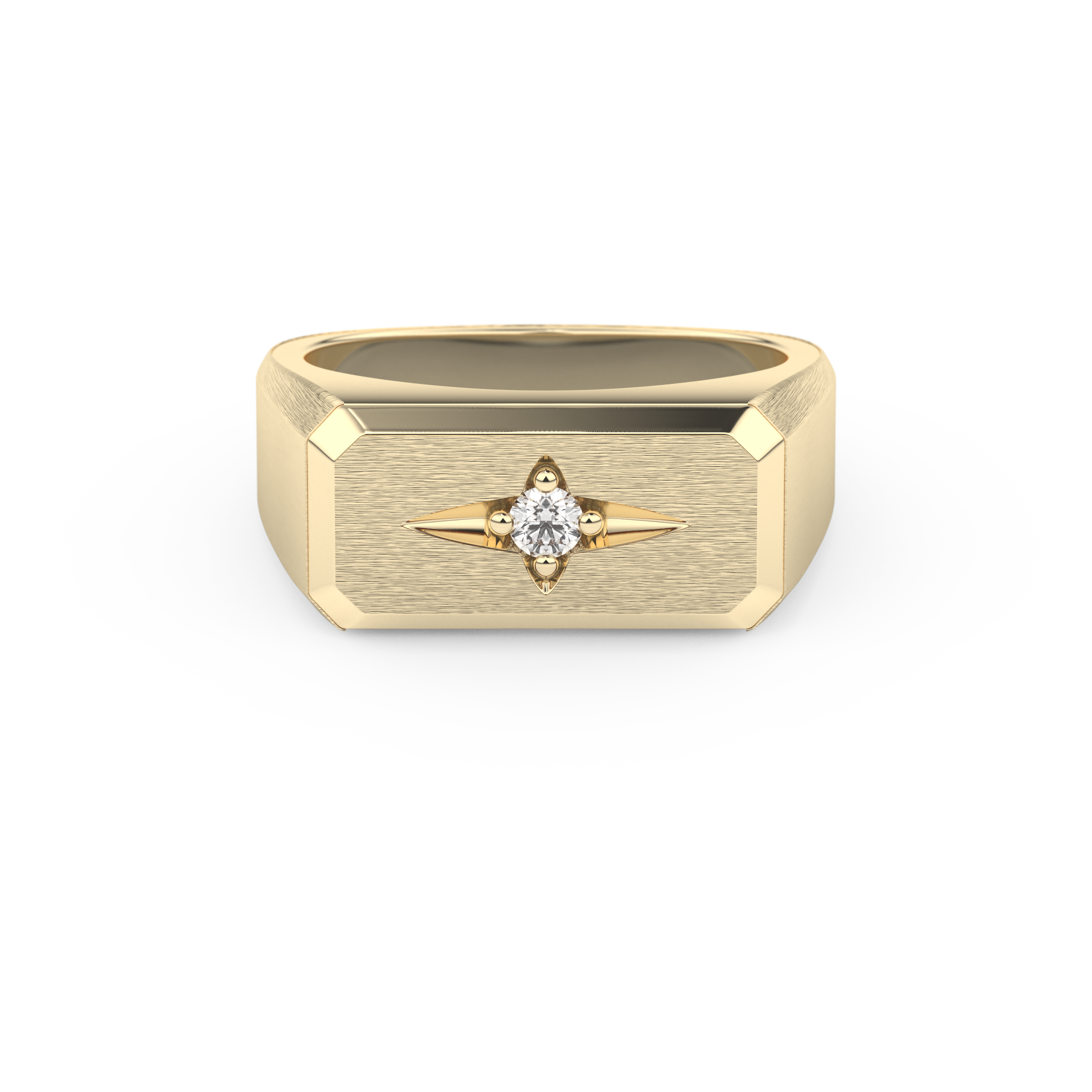 Signet Setting Wedding Band with 0.06 TCW Round Cut Moissanite – Yellow, White, or Rose Gold