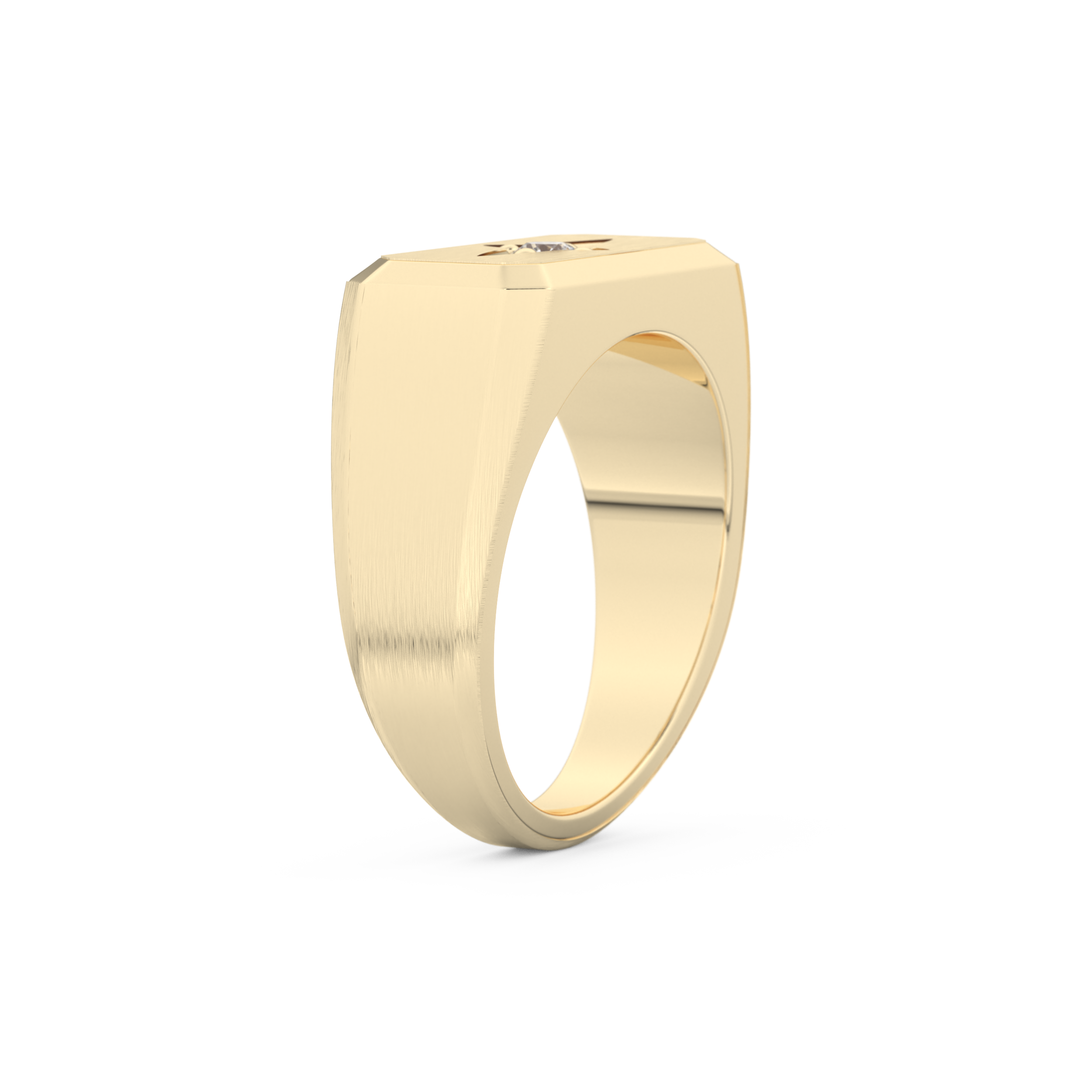 Signet Setting Wedding Band with 0.06 TCW Round Cut Moissanite – Yellow, White, or Rose Gold
