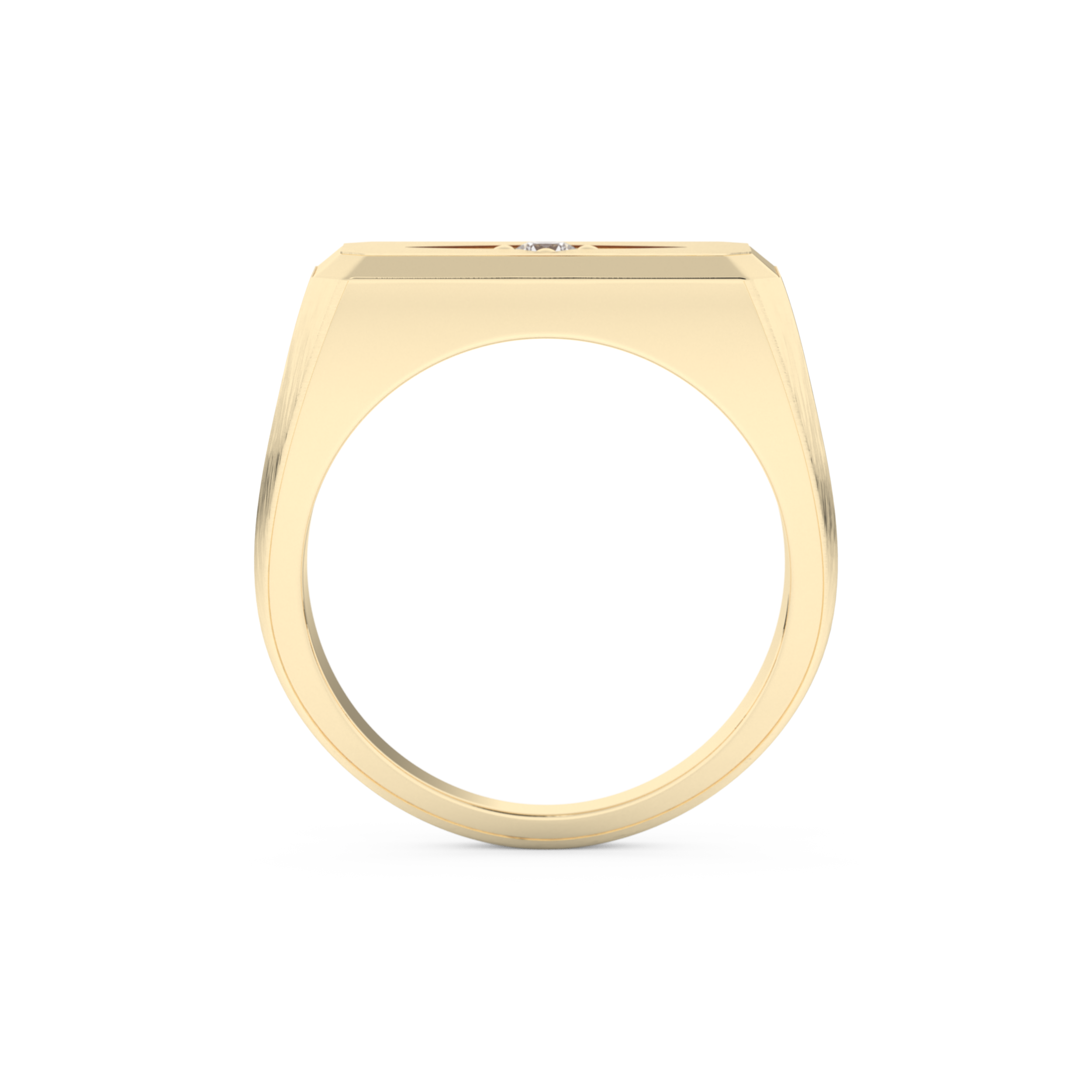 Signet Setting Wedding Band with 0.06 TCW Round Cut Moissanite – Yellow, White, or Rose Gold