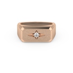Signet Setting Wedding Band with 0.06 TCW Round Cut Moissanite – Yellow, White, or Rose Gold