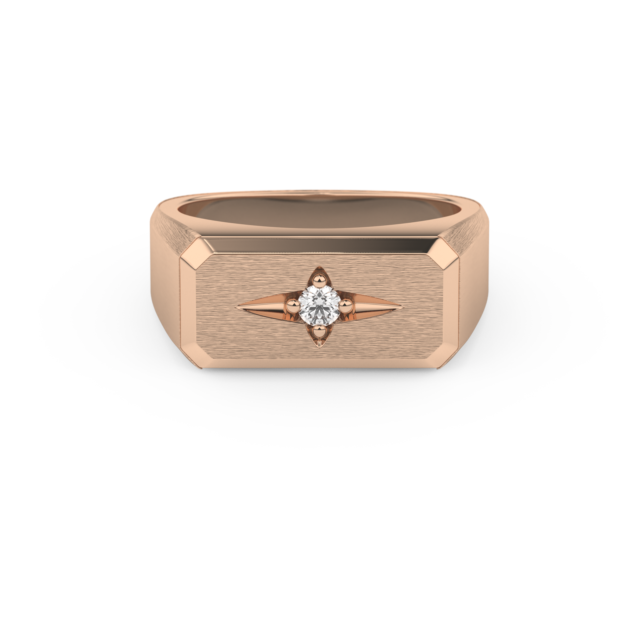 Signet Setting Wedding Band with 0.06 TCW Round Cut Moissanite – Yellow, White, or Rose Gold