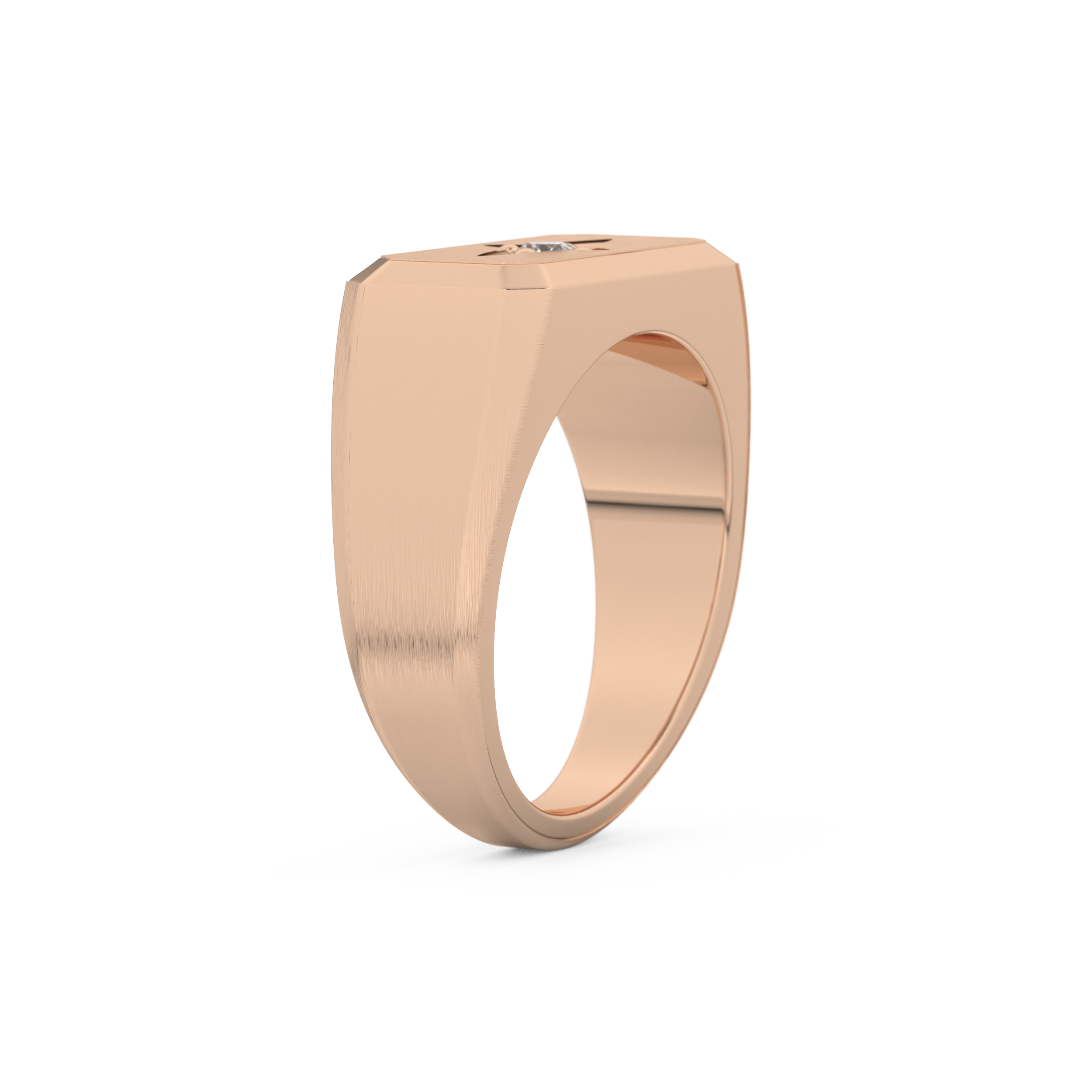 Signet Setting Wedding Band with 0.06 TCW Round Cut Moissanite – Yellow, White, or Rose Gold