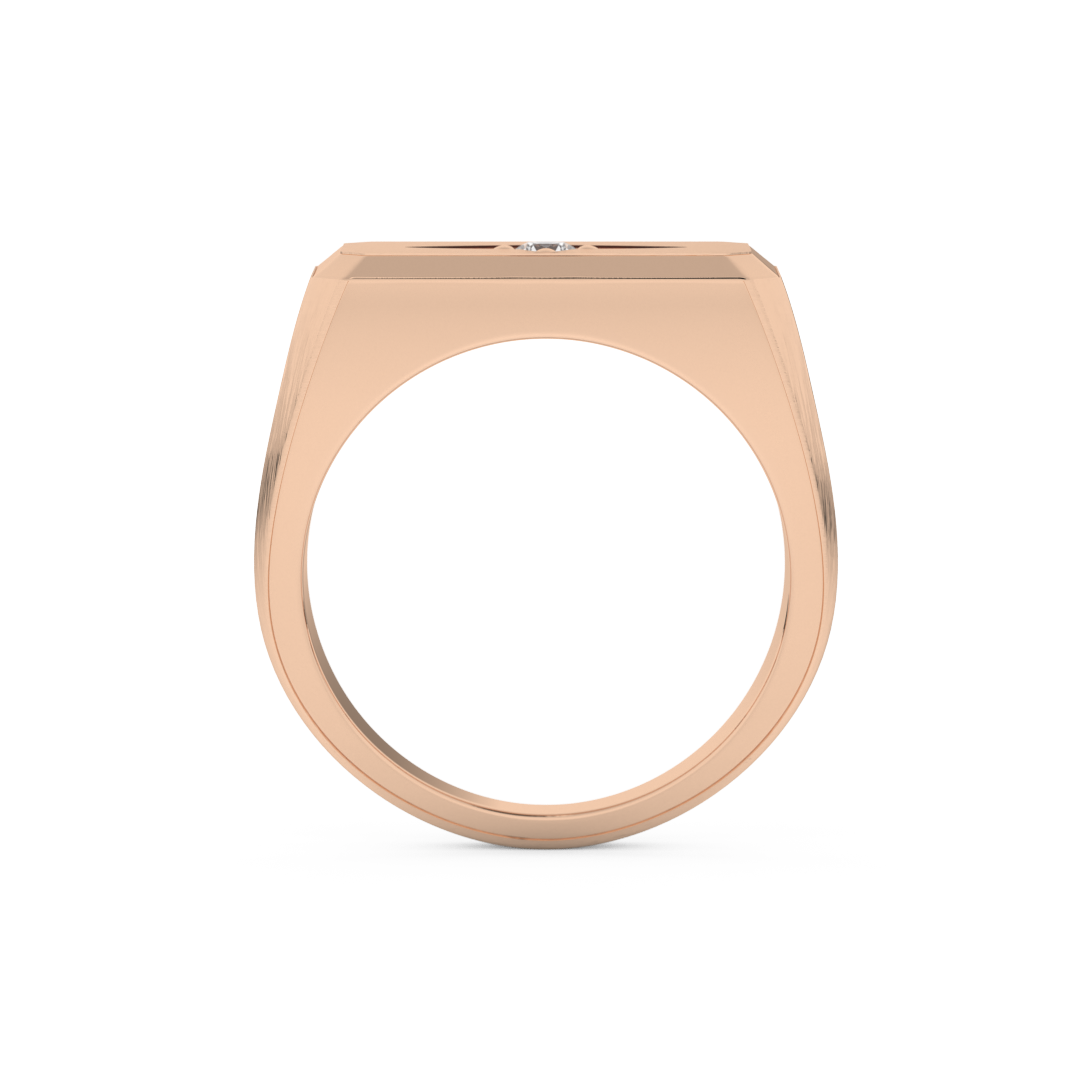 Signet Setting Wedding Band with 0.06 TCW Round Cut Moissanite – Yellow, White, or Rose Gold