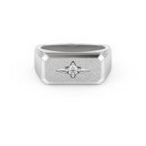 Signet Setting Wedding Band with 0.06 TCW Round Cut Moissanite – Yellow, White, or Rose Gold