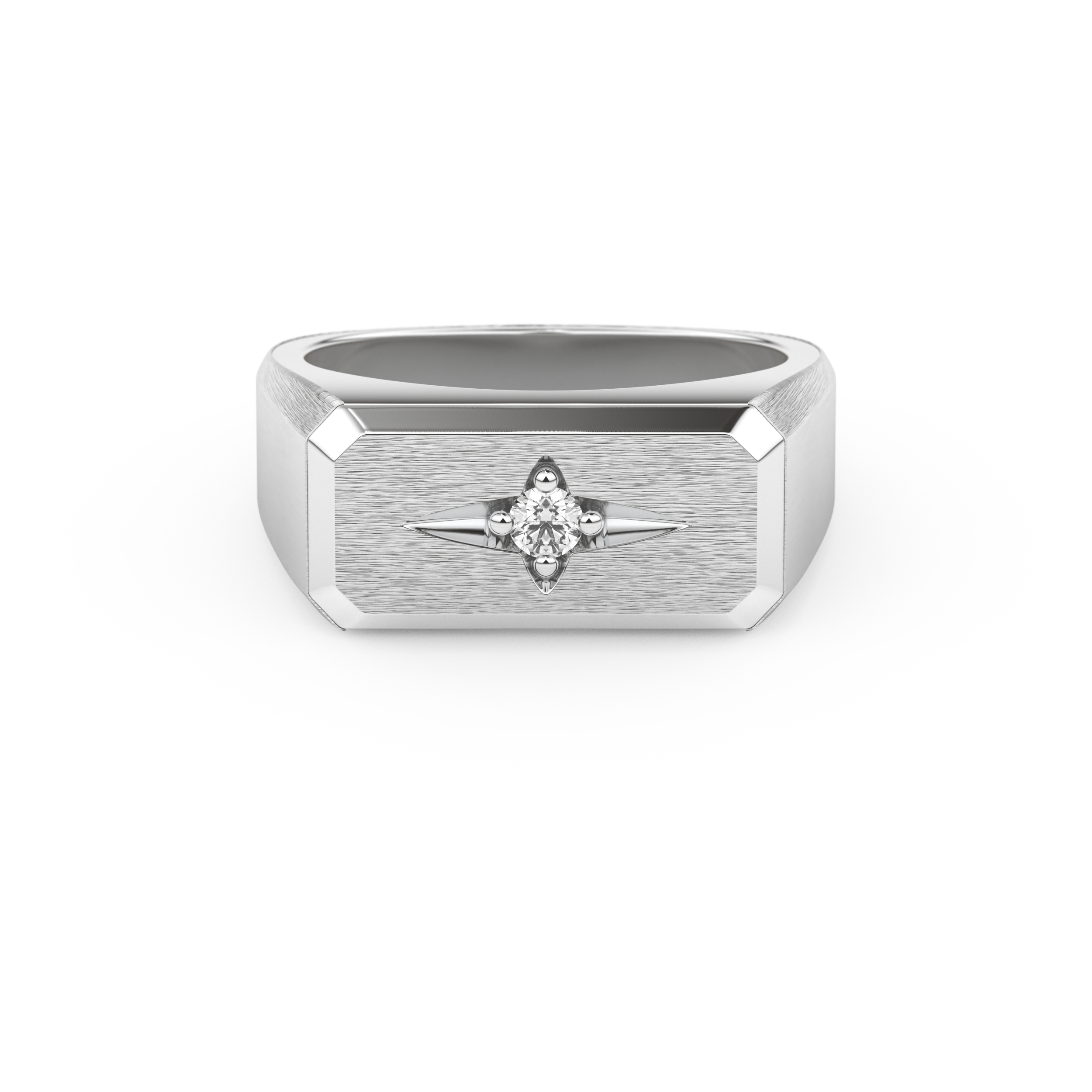 Signet Setting Wedding Band with 0.06 TCW Round Cut Moissanite – Yellow, White, or Rose Gold