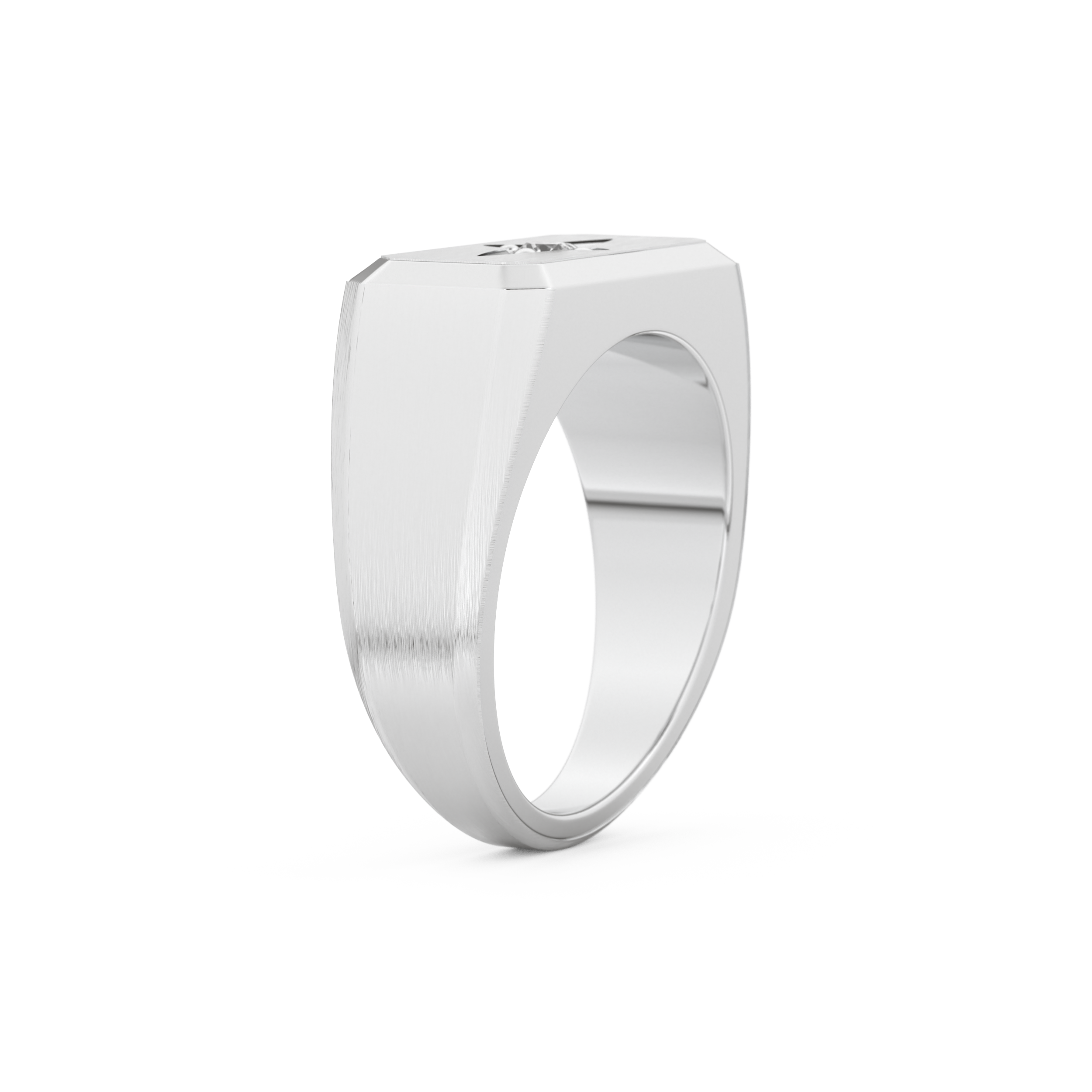 Signet Setting Wedding Band with 0.06 TCW Round Cut Moissanite – Yellow, White, or Rose Gold
