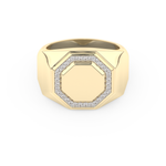 Signet Setting Wedding Band with 0.18 TCW Round Cut Moissanite – Yellow, White, or Rose Gold