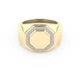 Signet Setting Wedding Band with 0.18 TCW Round Cut Moissanite – Yellow, White, or Rose Gold