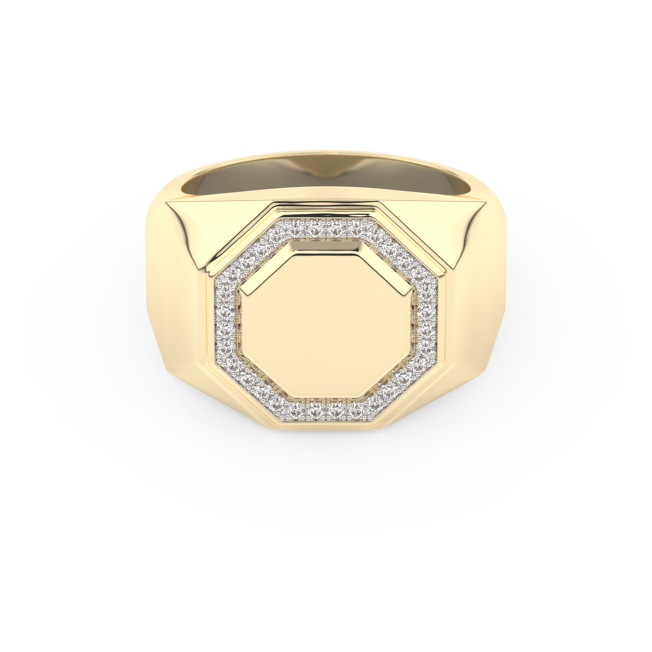 Signet Setting Wedding Band with 0.18 TCW Round Cut Moissanite – Yellow, White, or Rose Gold