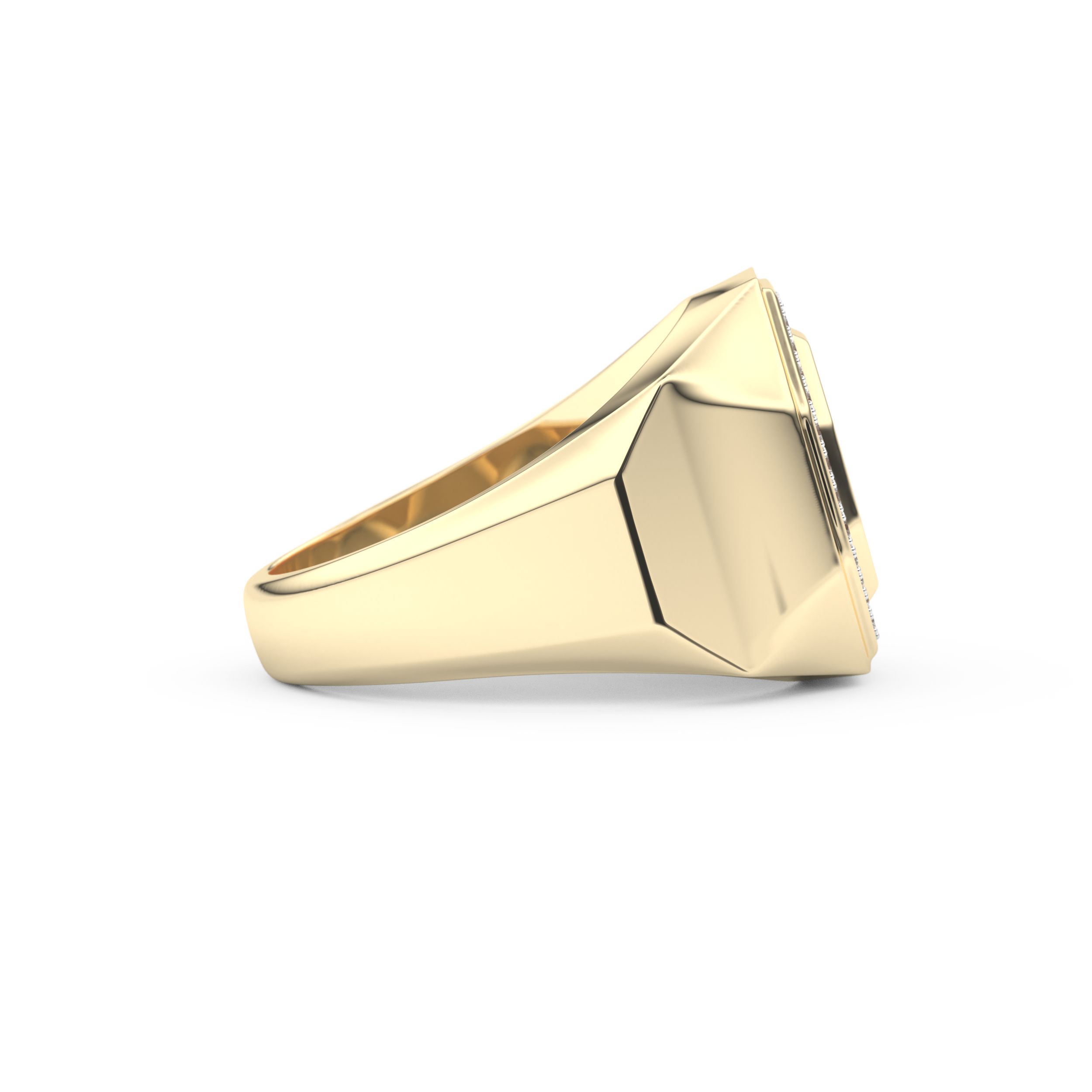 Signet Setting Wedding Band with 0.18 TCW Round Cut Moissanite – Yellow, White, or Rose Gold