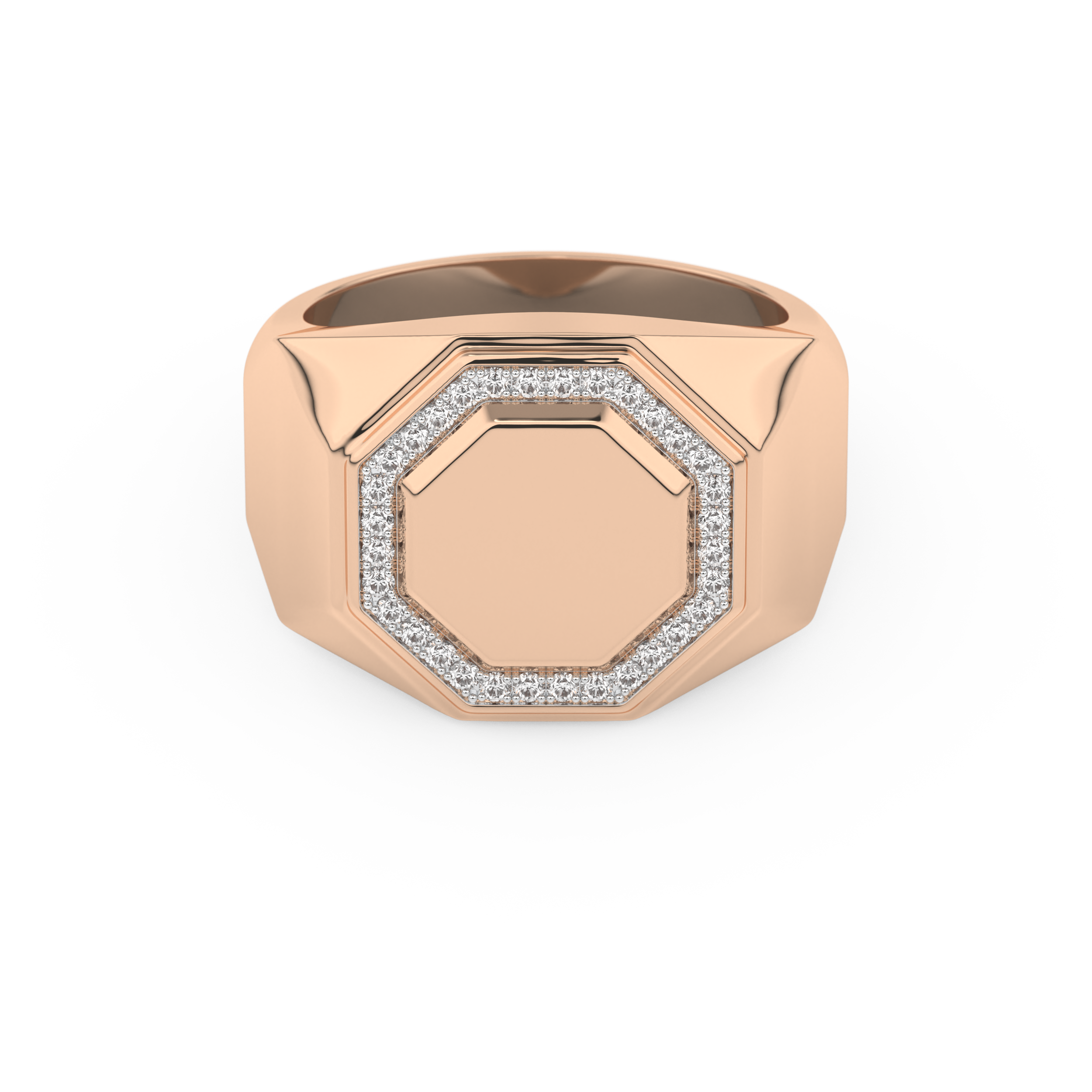 Signet Setting Wedding Band with 0.18 TCW Round Cut Moissanite – Yellow, White, or Rose Gold