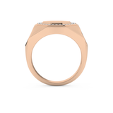 Signet Setting Wedding Band with 0.18 TCW Round Cut Moissanite – Yellow, White, or Rose Gold