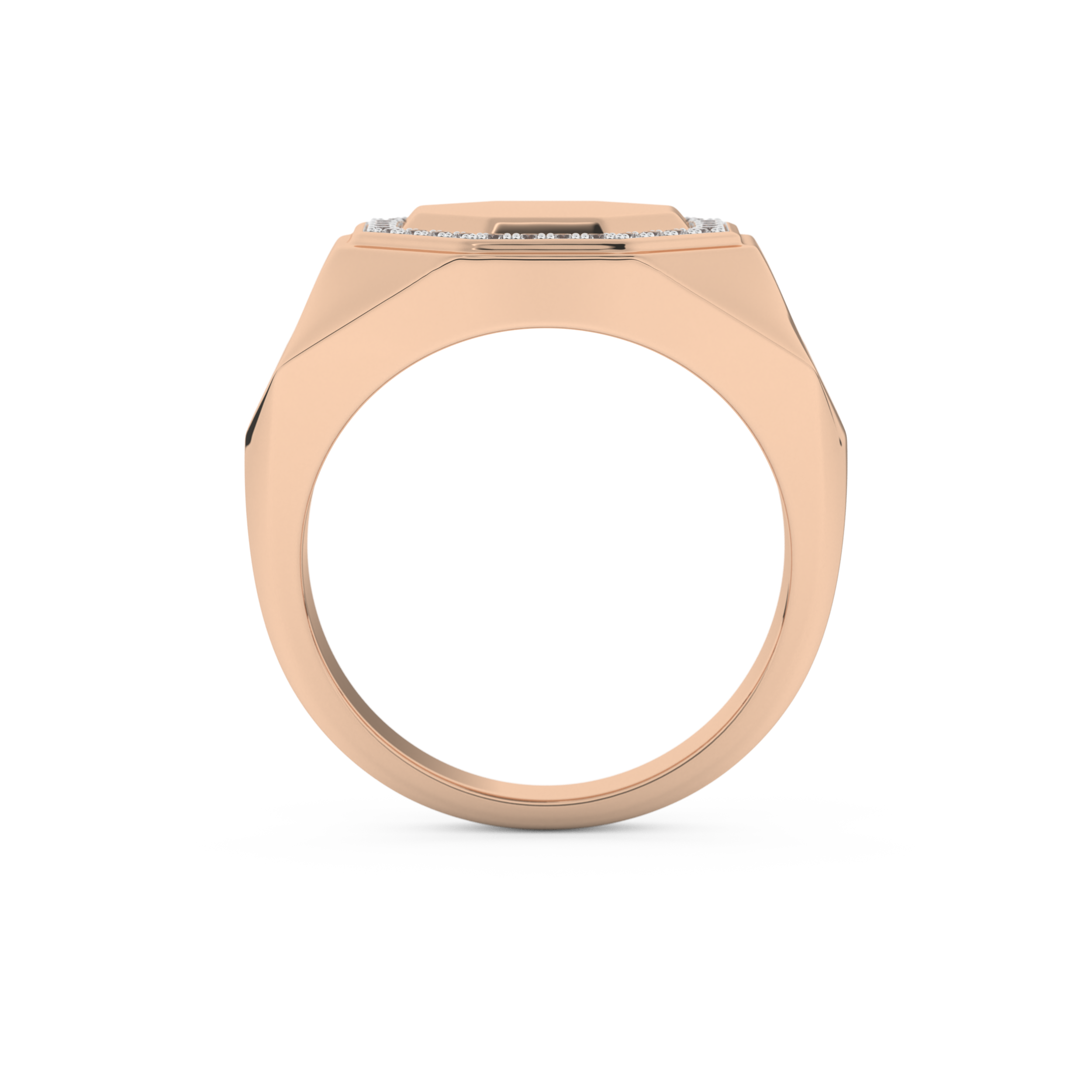 Signet Setting Wedding Band with 0.18 TCW Round Cut Moissanite – Yellow, White, or Rose Gold