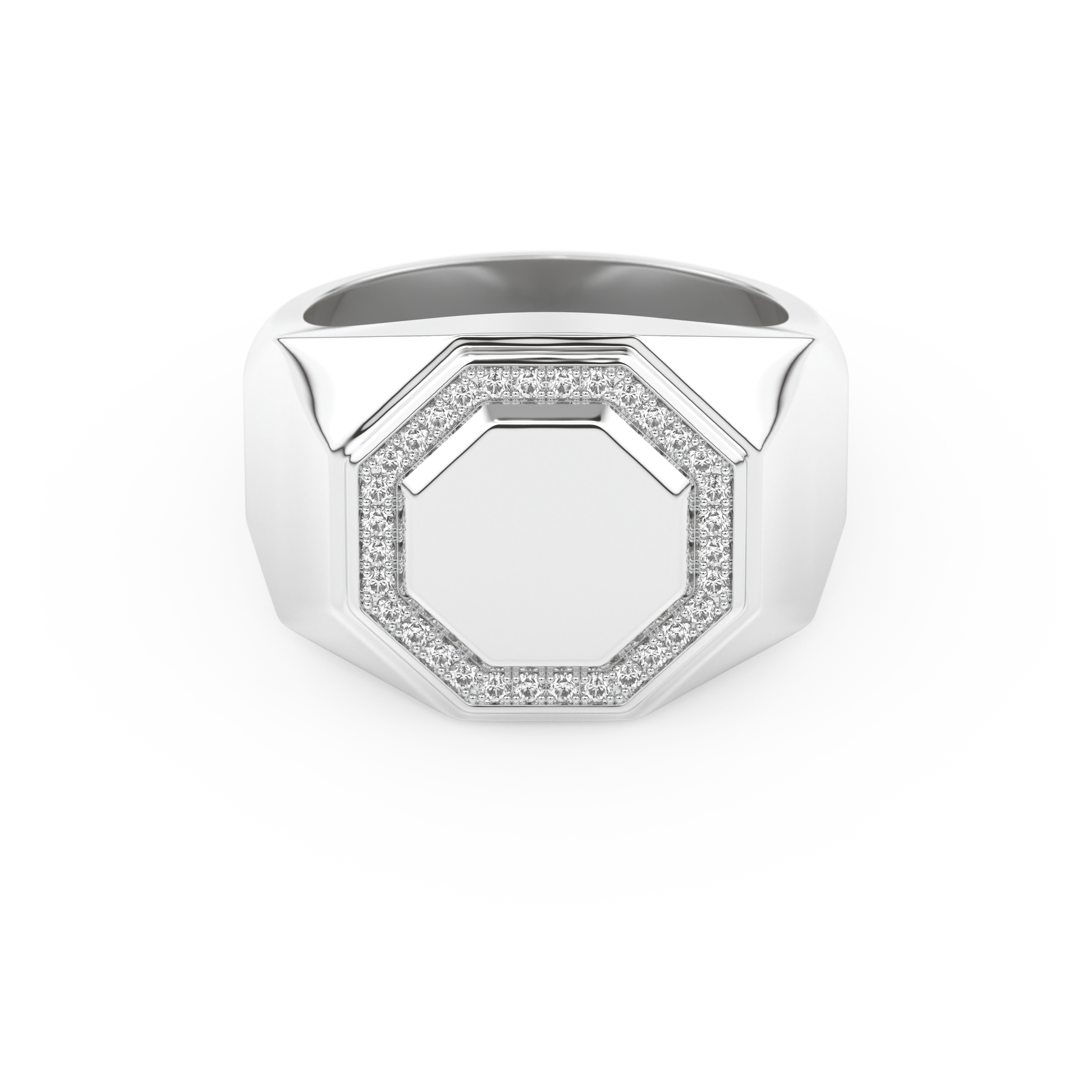 Signet Setting Wedding Band with 0.18 TCW Round Cut Moissanite – Yellow, White, or Rose Gold