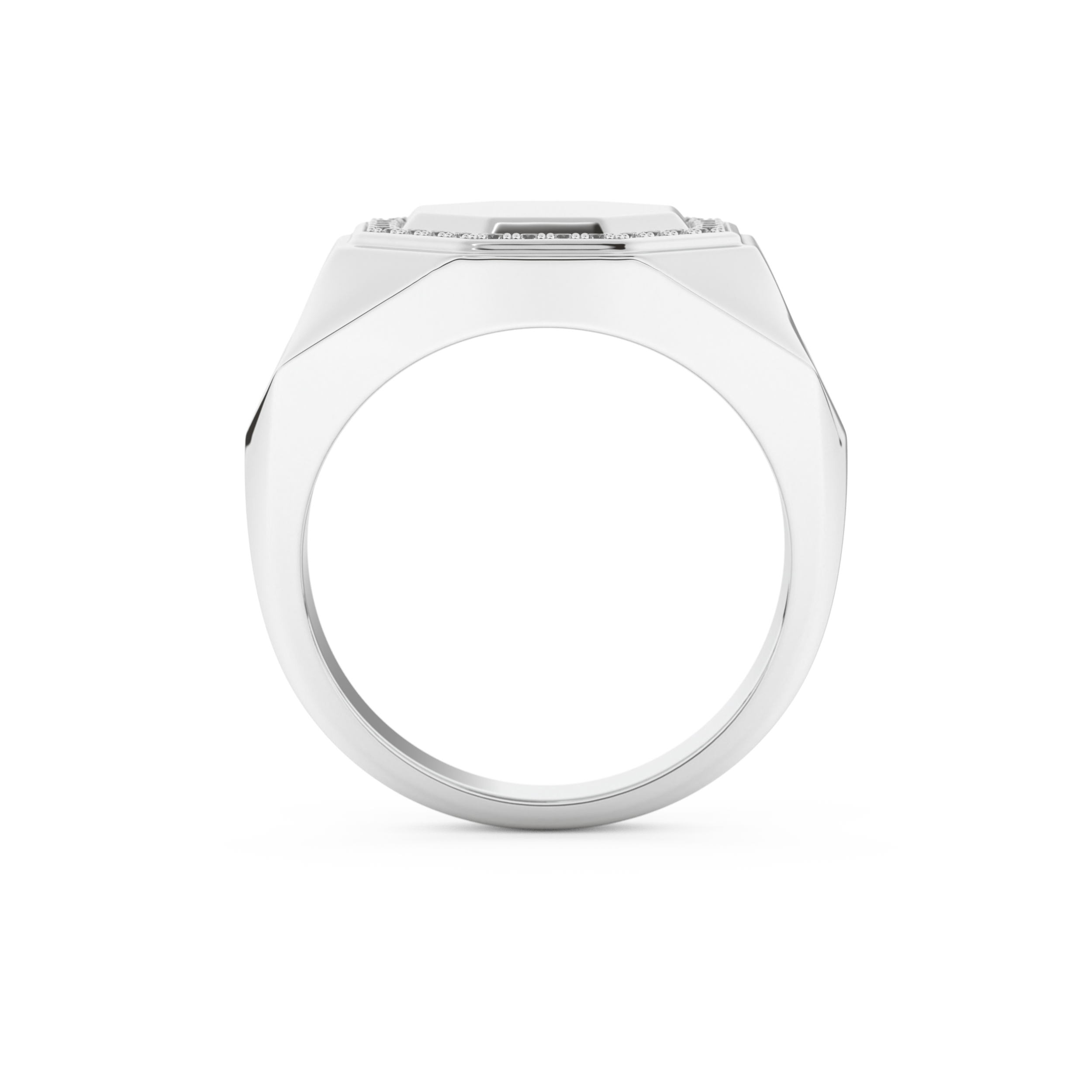 Signet Setting Wedding Band with 0.18 TCW Round Cut Moissanite – Yellow, White, or Rose Gold