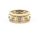 Five Stones Setting Wedding Band with 0.67 TCW Baguette Cut Moissanite – Yellow, White, or Rose Gold