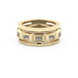 Five Stones Setting Wedding Band with 0.67 TCW Baguette Cut Moissanite – Yellow, White, or Rose Gold