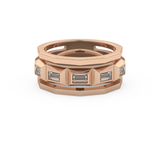 Five Stones Setting Wedding Band with 0.67 TCW Baguette Cut Moissanite – Yellow, White, or Rose Gold