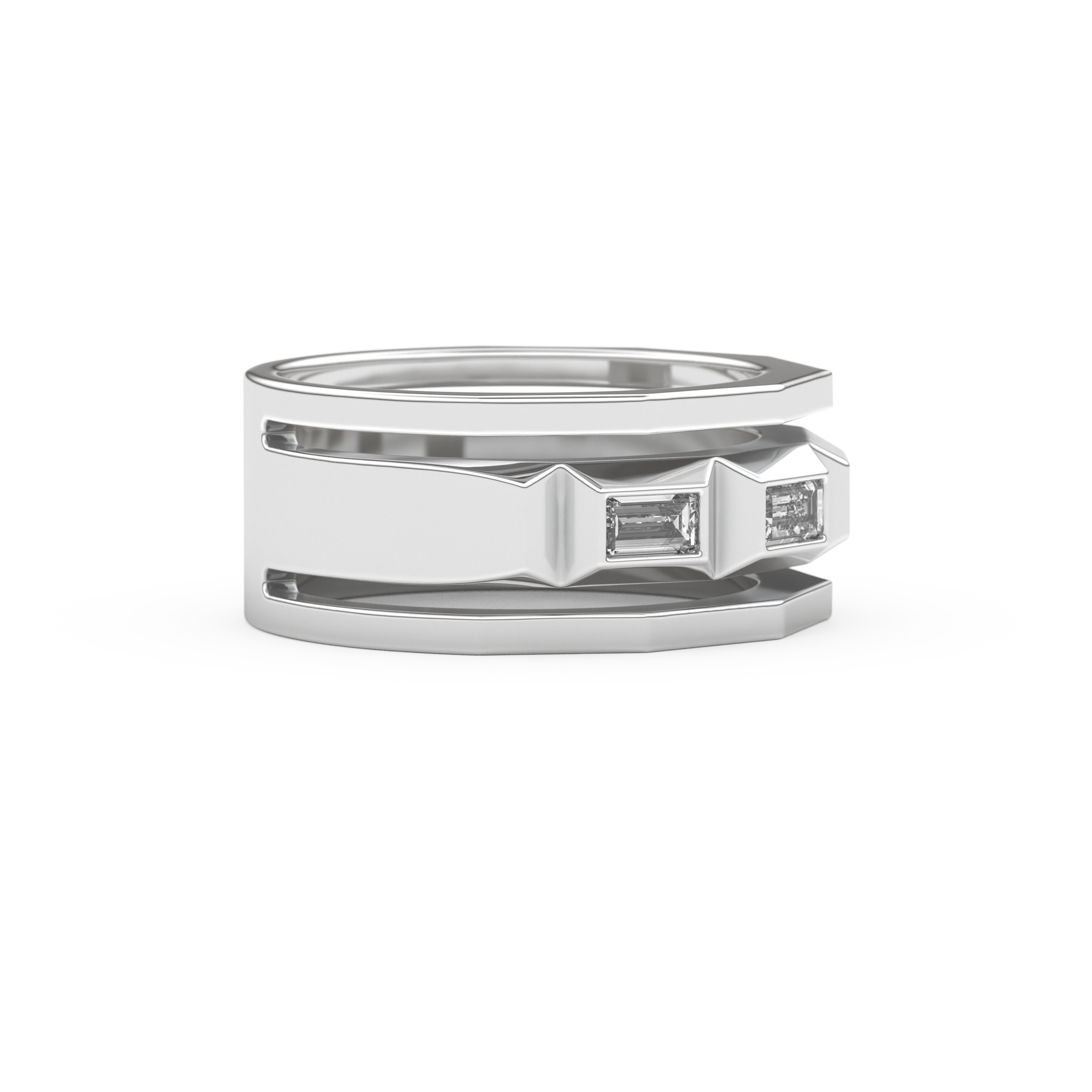 Five Stones Setting Wedding Band with 0.67 TCW Baguette Cut Moissanite – Yellow, White, or Rose Gold