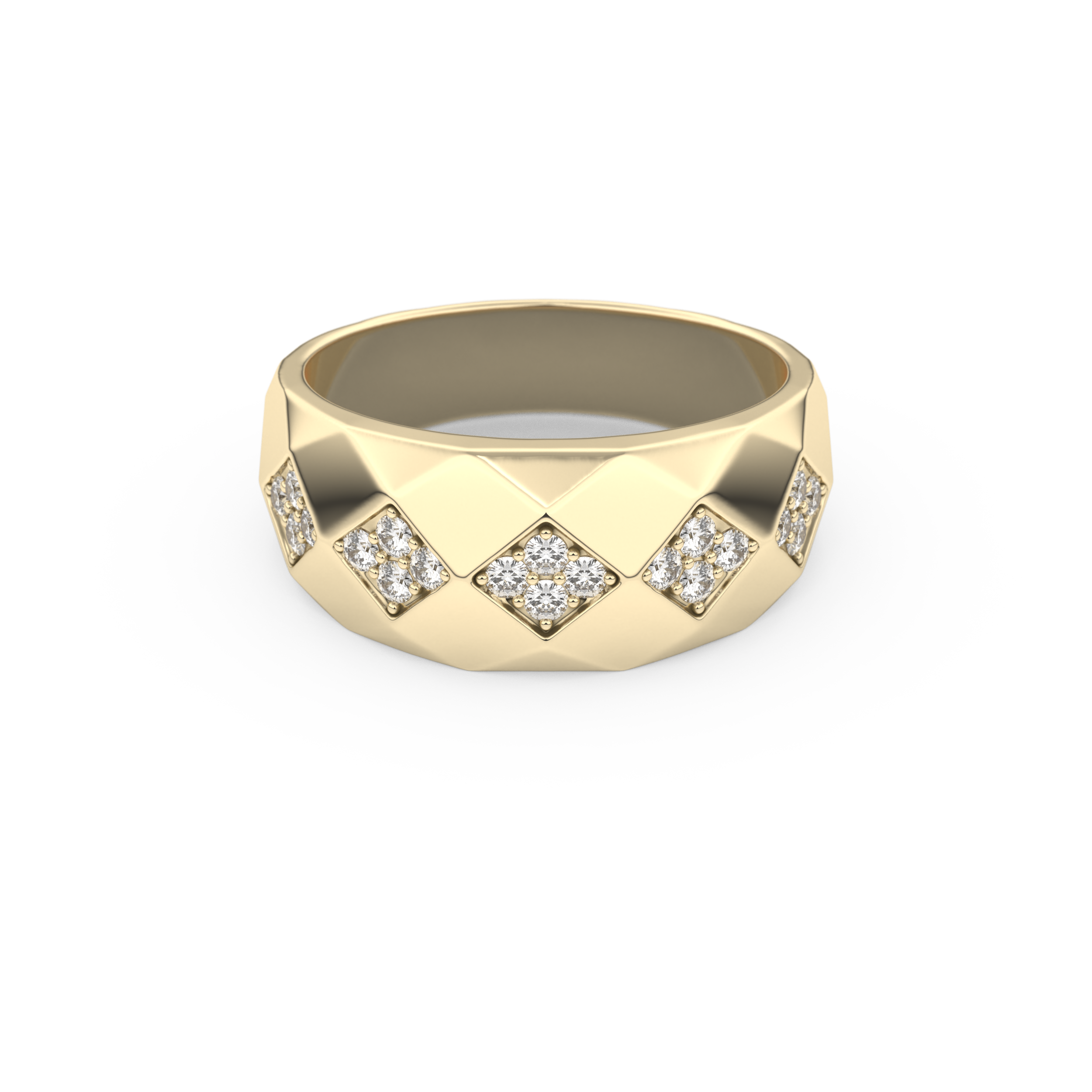 Multi Stones Setting Wedding Band with 0.231 TCW Round Cut Moissanite – Yellow, White, or Rose Gold