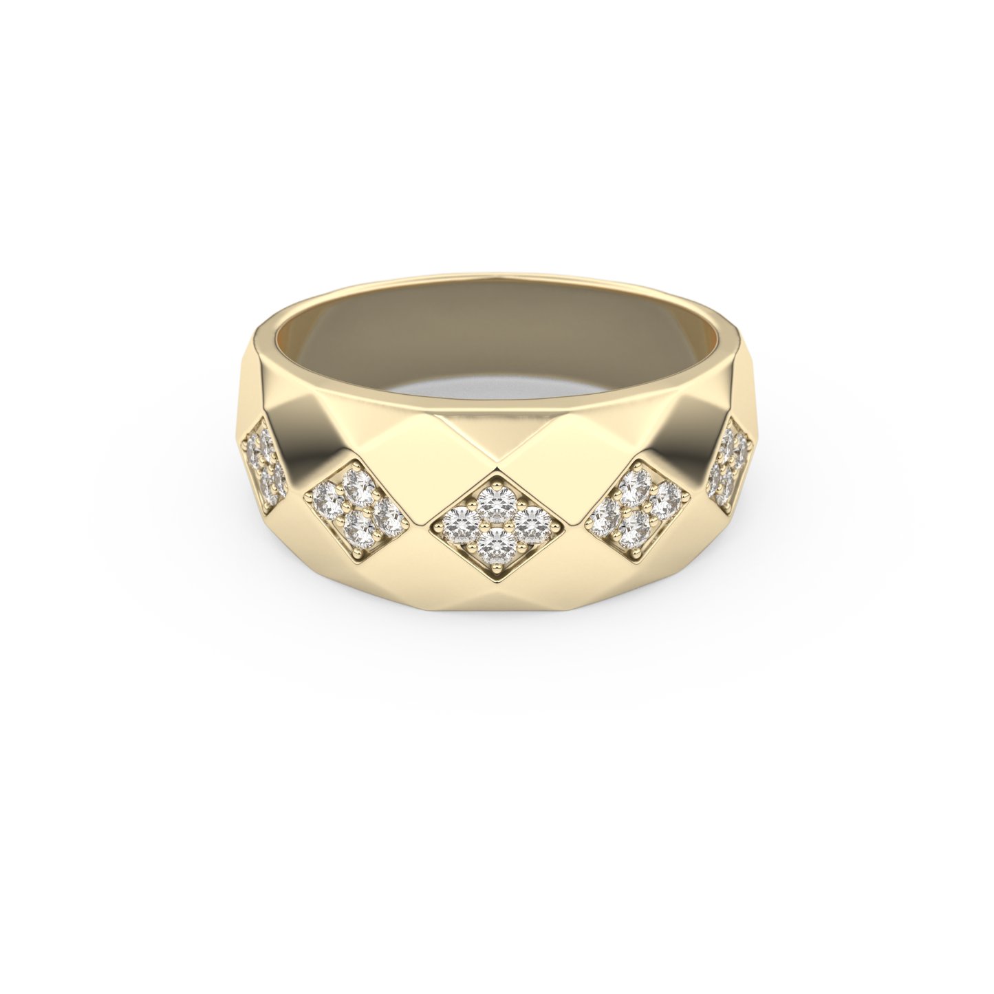 Multi Stones Setting Wedding Band with 0.231 TCW Round Cut Moissanite – Yellow, White, or Rose Gold