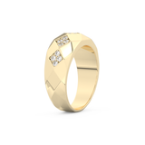 Multi Stones Setting Wedding Band with 0.231 TCW Round Cut Moissanite – Yellow, White, or Rose Gold