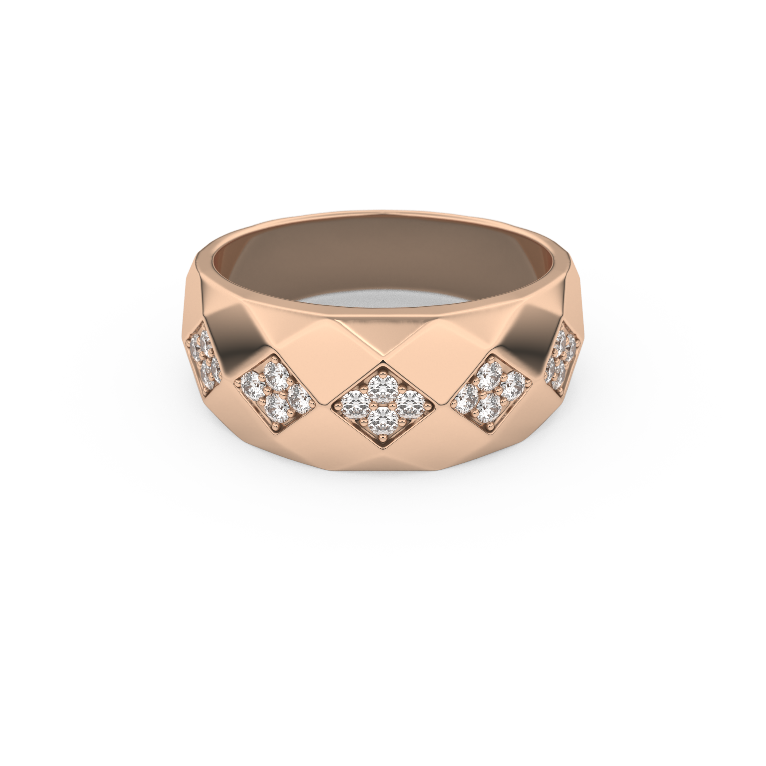 Multi Stones Setting Wedding Band with 0.231 TCW Round Cut Moissanite – Yellow, White, or Rose Gold