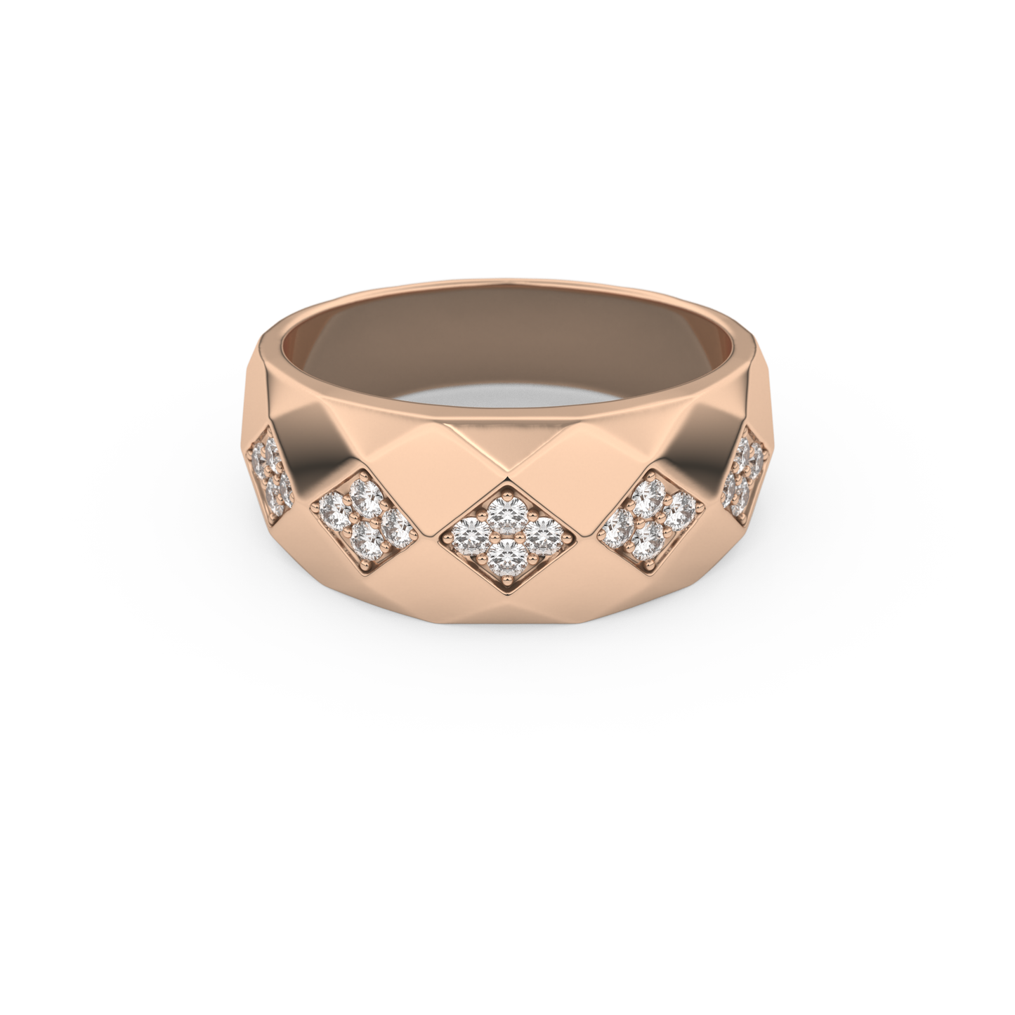 Multi Stones Setting Wedding Band with 0.231 TCW Round Cut Moissanite – Yellow, White, or Rose Gold
