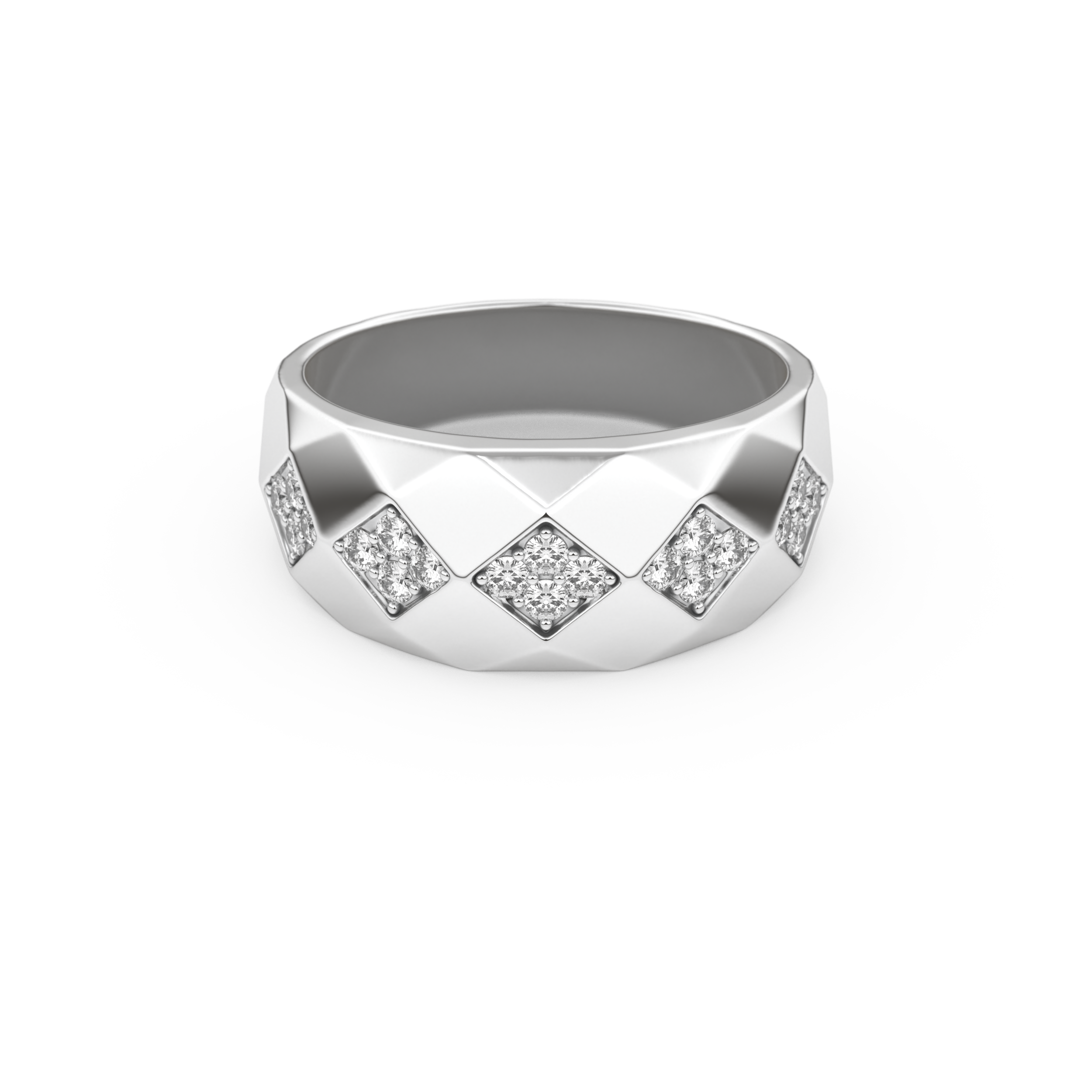 Multi Stones Setting Wedding Band with 0.231 TCW Round Cut Moissanite – Yellow, White, or Rose Gold