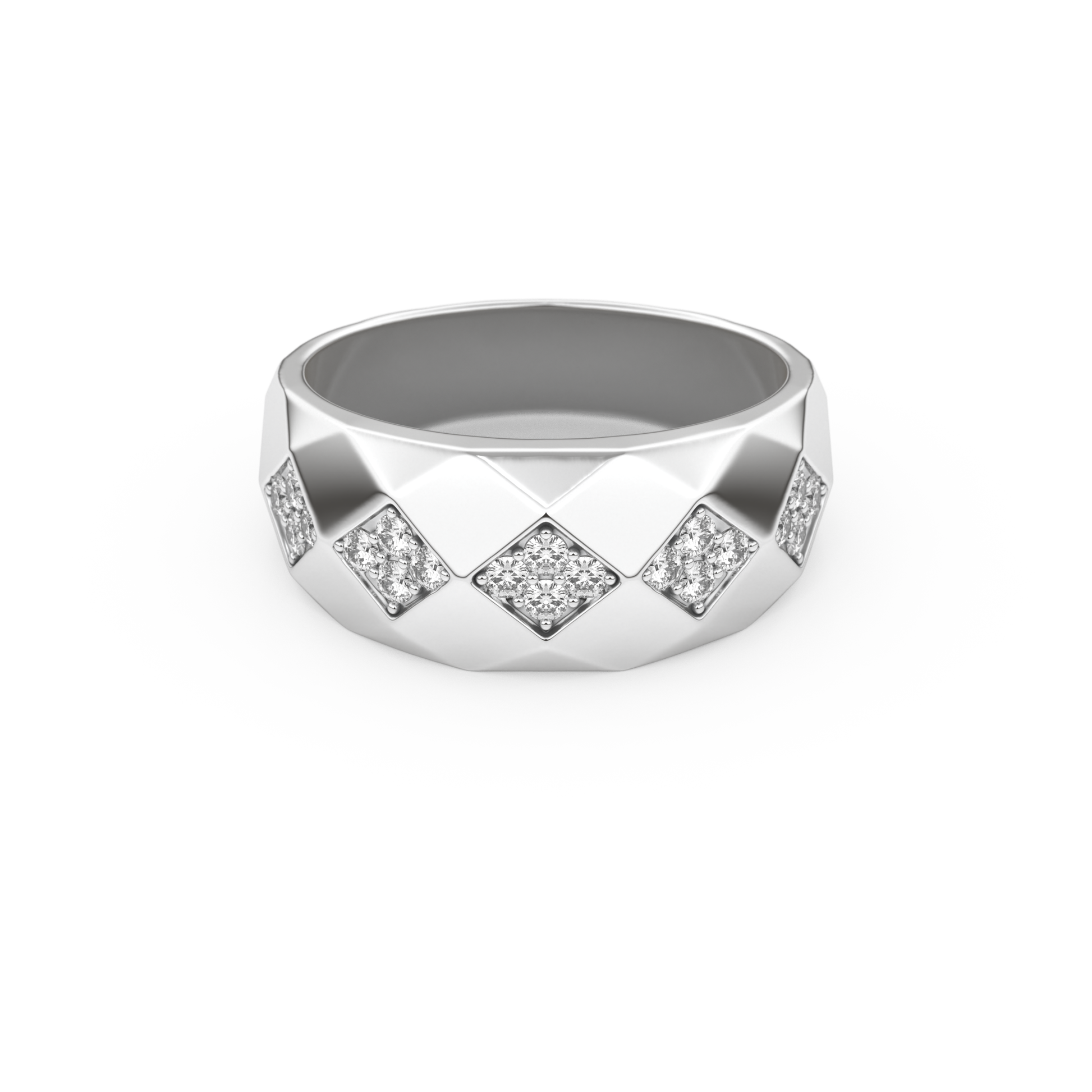 Multi Stones Setting Wedding Band with 0.231 TCW Round Cut Moissanite – Yellow, White, or Rose Gold