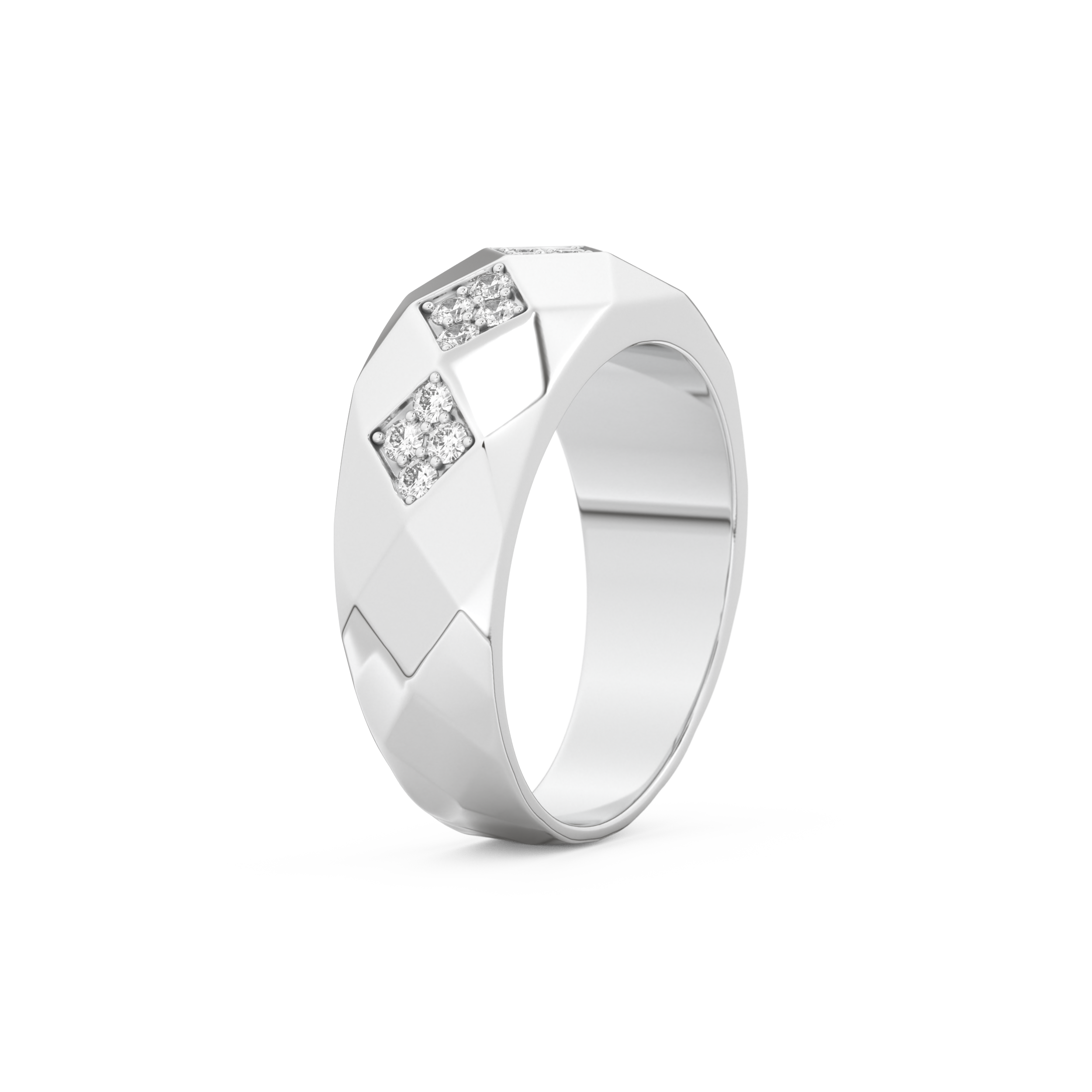 Multi Stones Setting Wedding Band with 0.231 TCW Round Cut Moissanite – Yellow, White, or Rose Gold